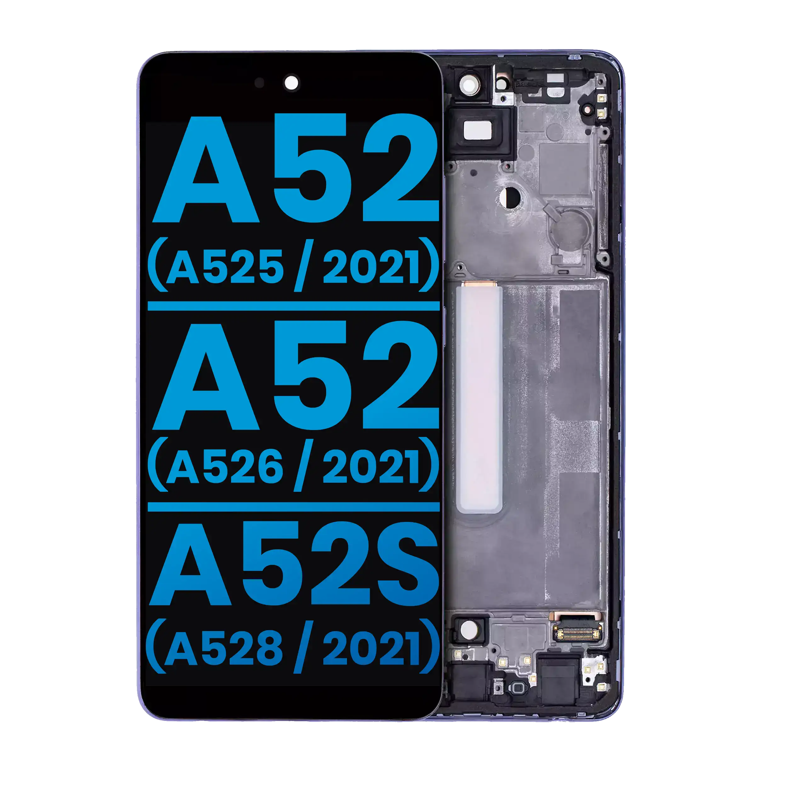 Samsung A52 LCD mit Rahmen ohne FPS Violet Aftermarket
