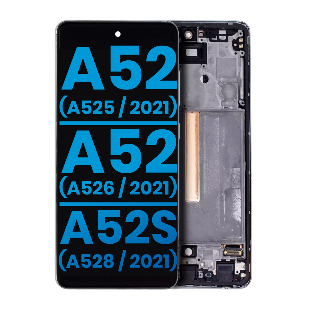 LCD-Display mit Rahmen o. FP für Samsung A52 4G/5G/A52S, Weiß, Afterm. InCell