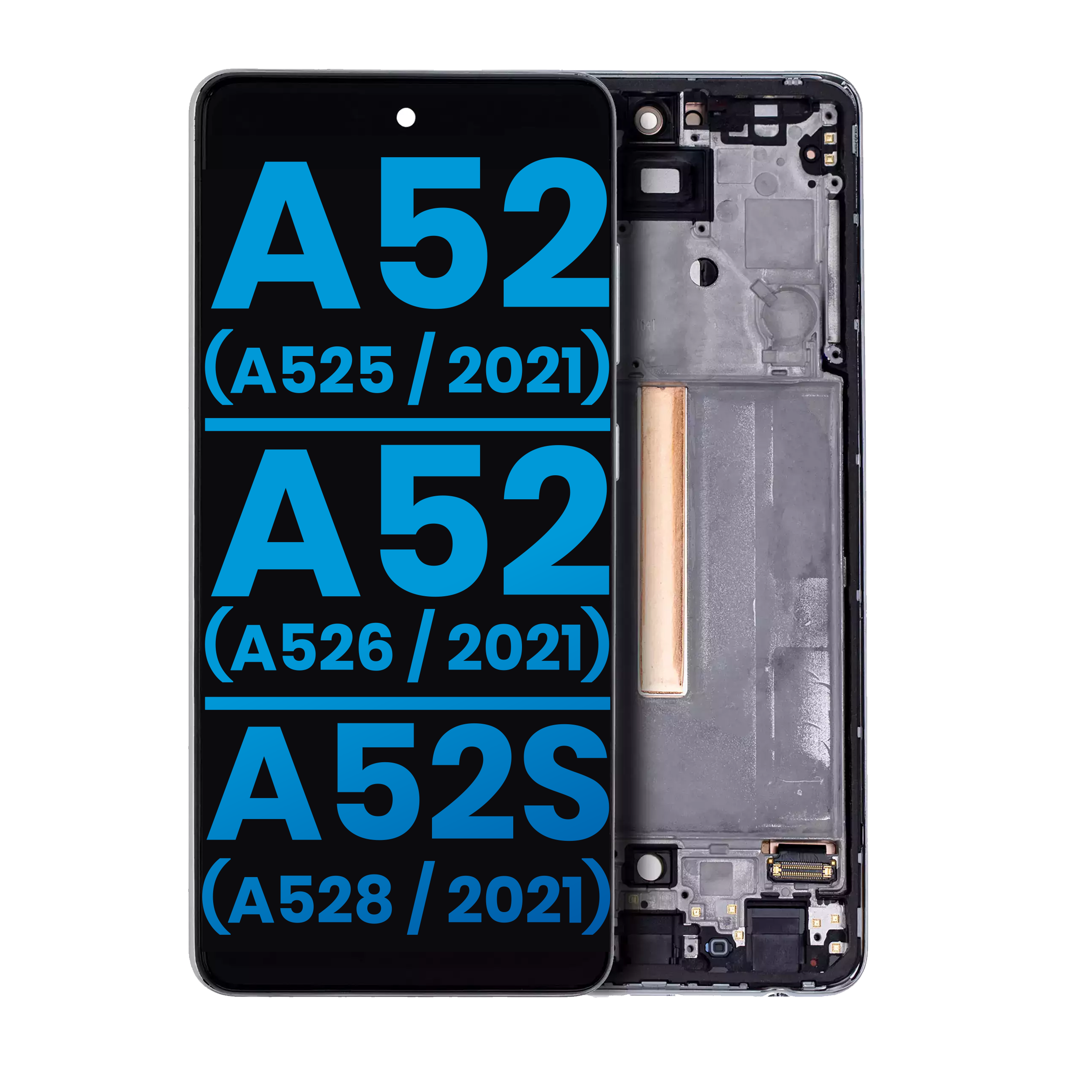 LCD-Display mit Rahmen o. FP für Samsung A52 4G/5G/A52S, Weiß, Afterm. InCell