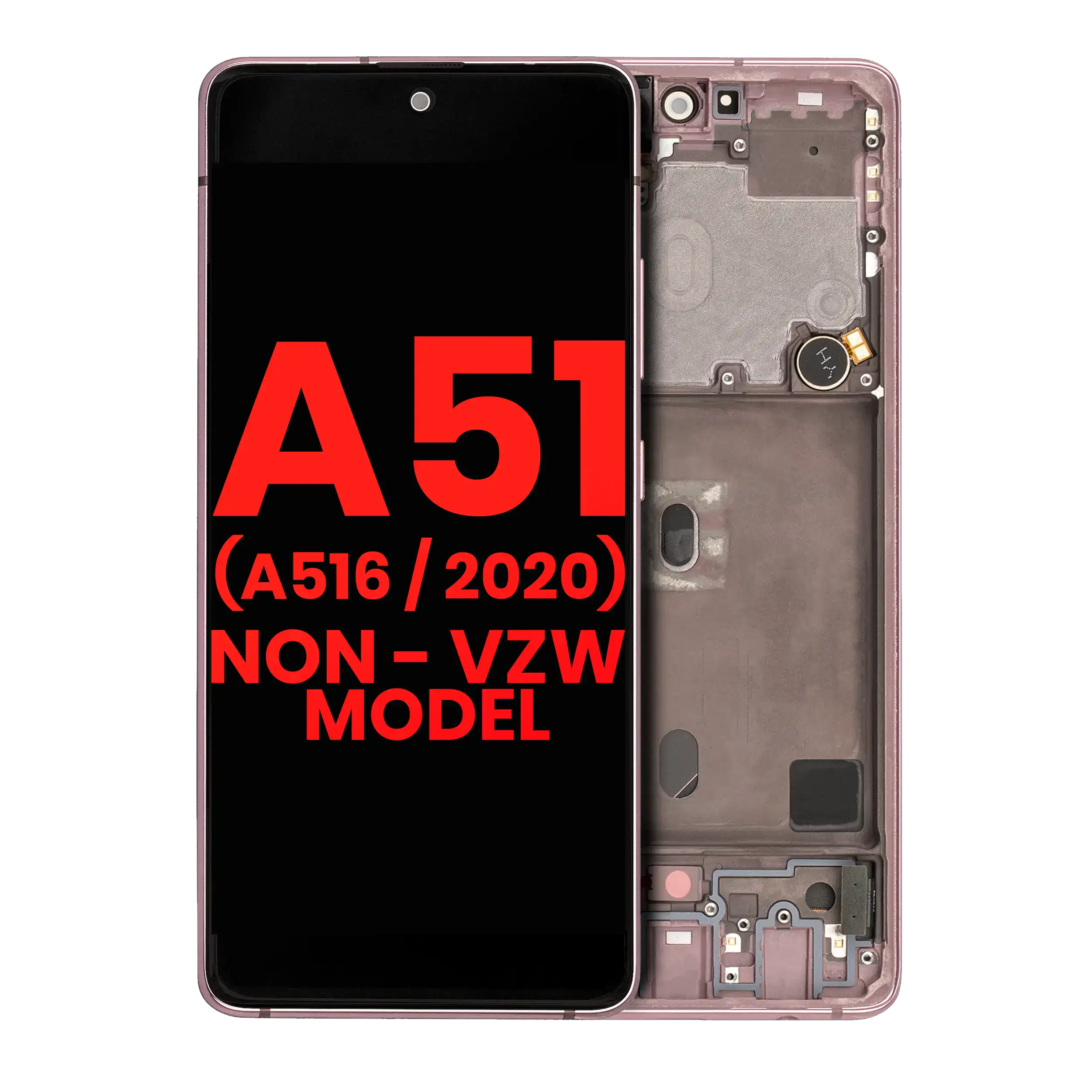 OLED-Display mit Rahmen f. Samsung A51 5G (Aftermarket Plus) Prism Pink