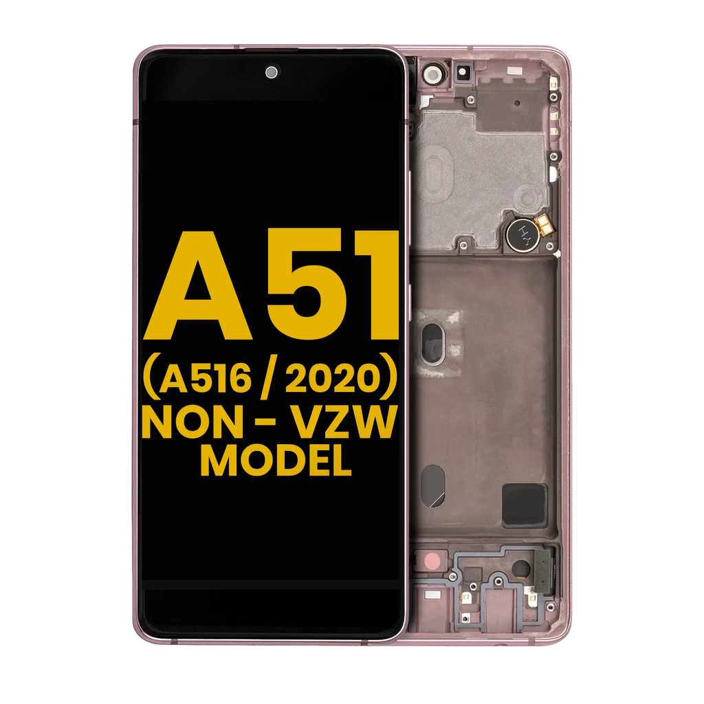 OLED-Display mit Rahmen für Samsung Galaxy A51 5G Refurbished Pink
