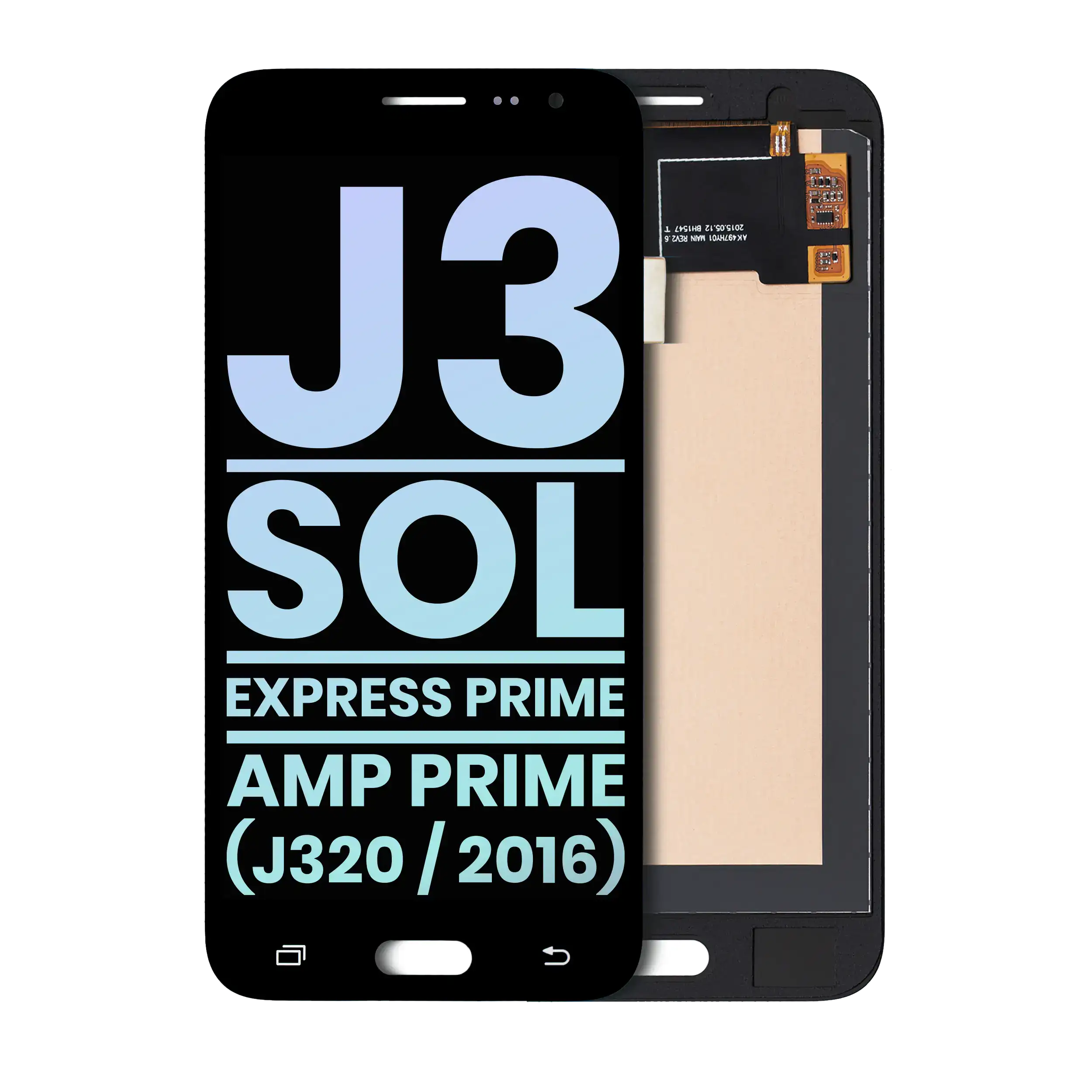 Frameless OLED Display for Samsung Galaxy J3 / Sol 4G / Express Prime / Amp Prime (J320 / 2016) (Service Pack) (Black)