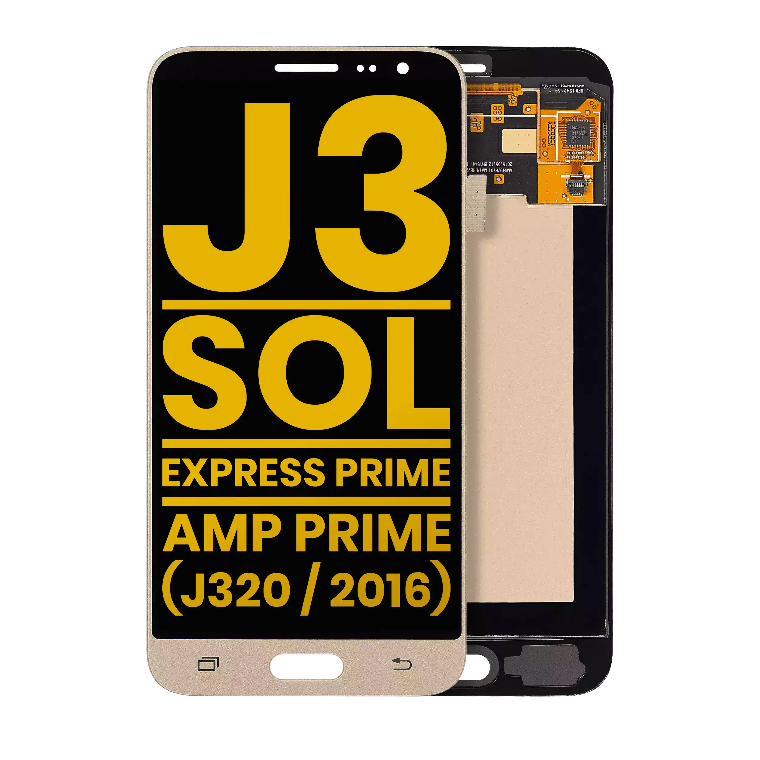 Frameless OLED Display for Samsung Galaxy J3 / Sol 4G / Express Prime / Amp Prime (J320 / 2016) (Refurbished) (Gold)