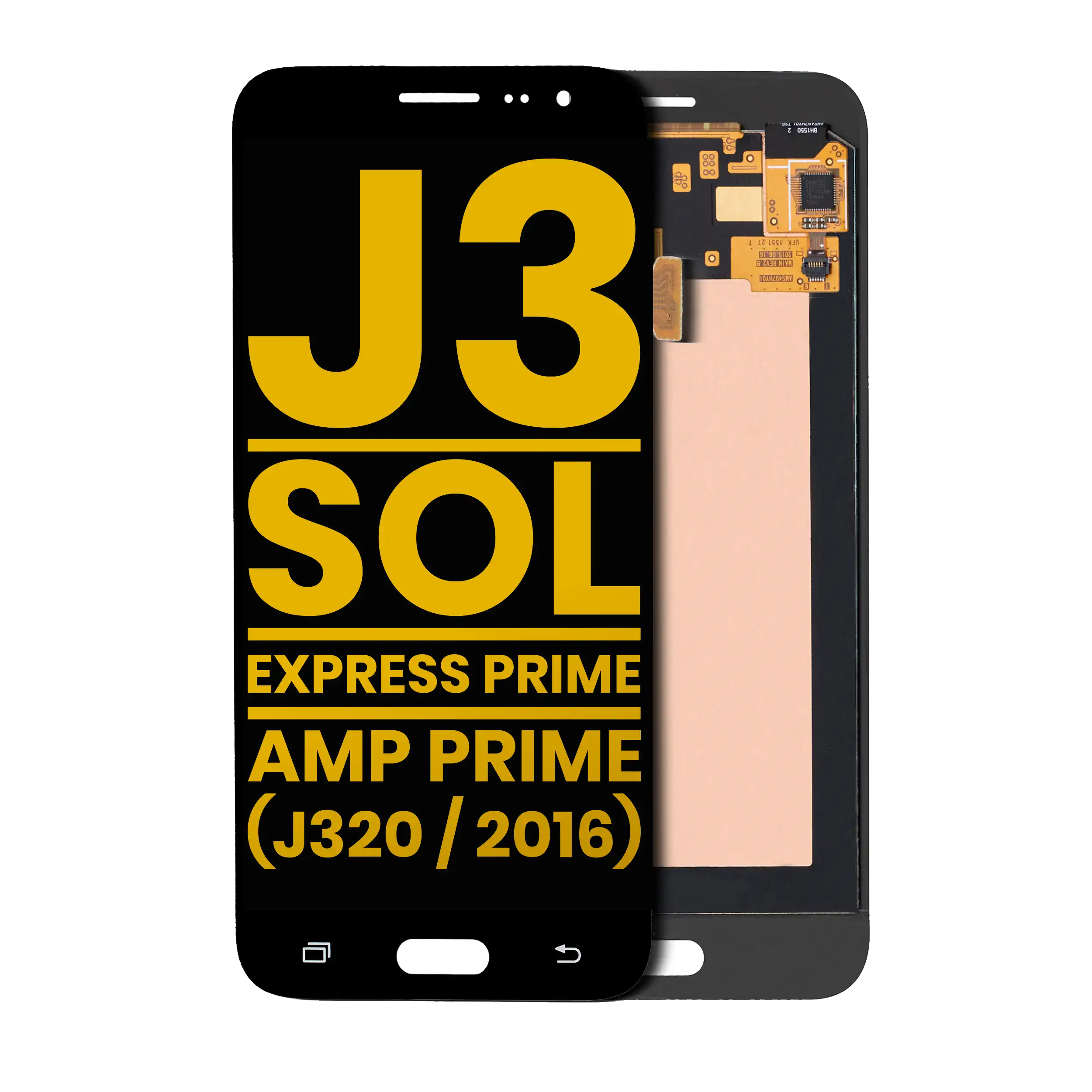 Frameless OLED Display for Samsung Galaxy J3 / Sol 4G / Express Prime / Amp Prime (J320 / 2016) (Refurbished) Black