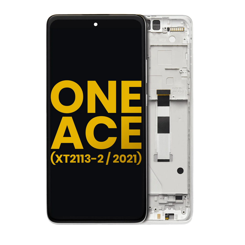 LCD-Display mit Rahmen für Motorola One 5G Ace Refurbished Frosted Silver