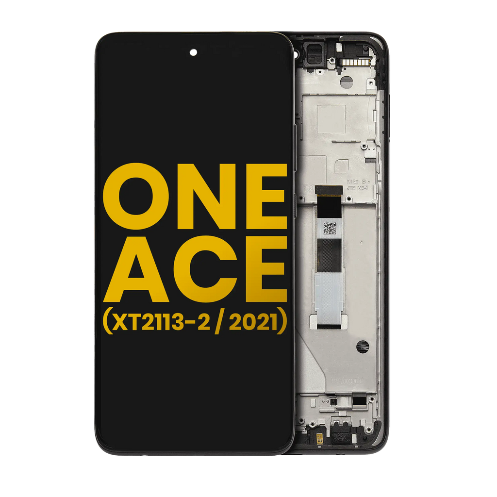 LCD mit Rahmen für Motorola One 5G Ace Refurbished Volcanic Gray