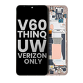 OLED Display with Frame for LG V60 ThinQ 5G UW (Verizon) – Classy Blue / Gold Frame (Used OEM Part, Quality B/C)