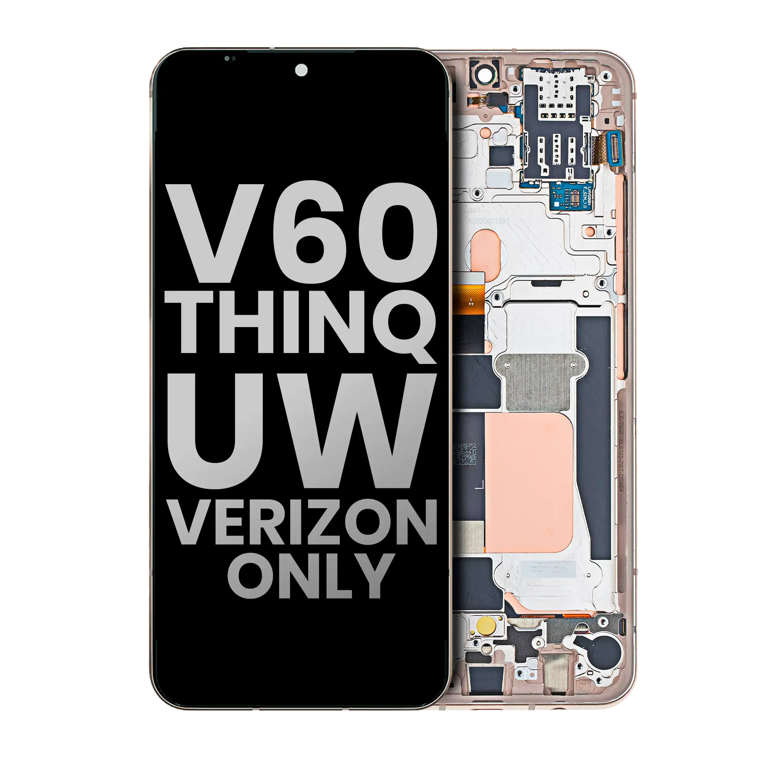 OLED-Display mit Rahmen LG V60 ThinQ 5G Classy Blue Gold Gebrauchter Ausbau/Pull, Qualität B/C