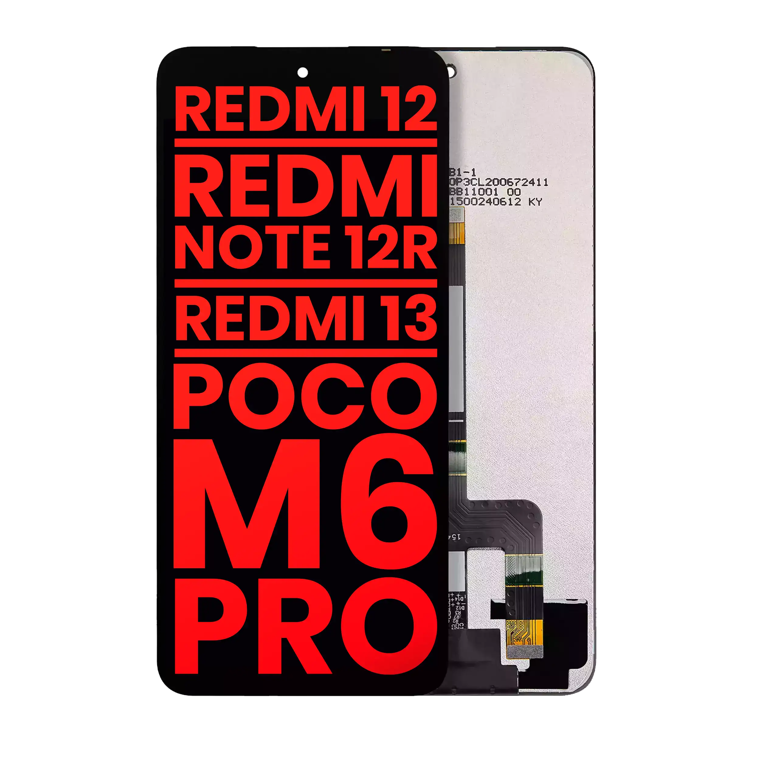 LCD ohne Rahmen für Xiaomi Redmi 12/13, Note 12R & Poco M6 Pro (Aftermarket Plus