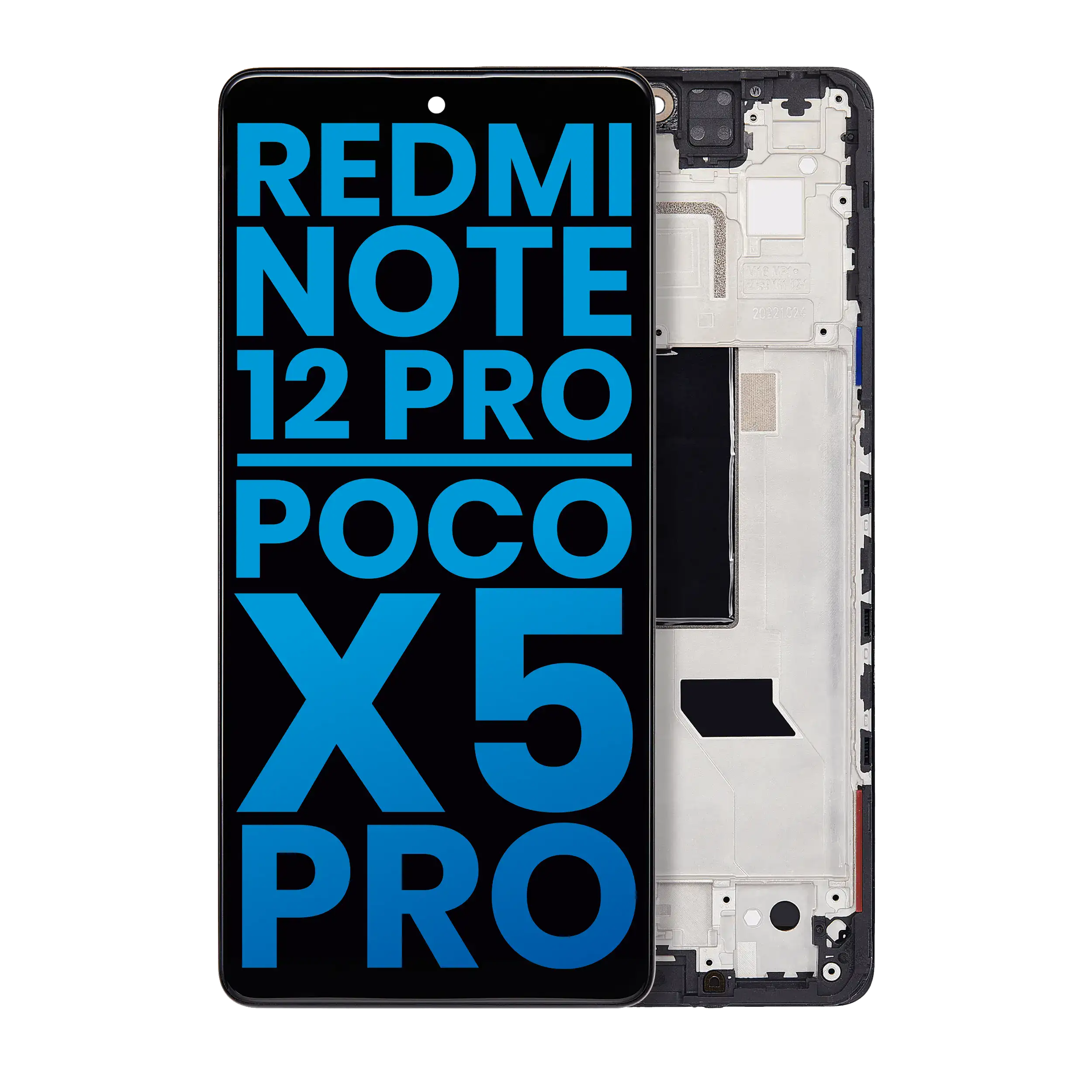 LCD-Display m. Rahmen f. Redmi Note 12 Pro & Poco X5 Pro (Incell Aftermarket)