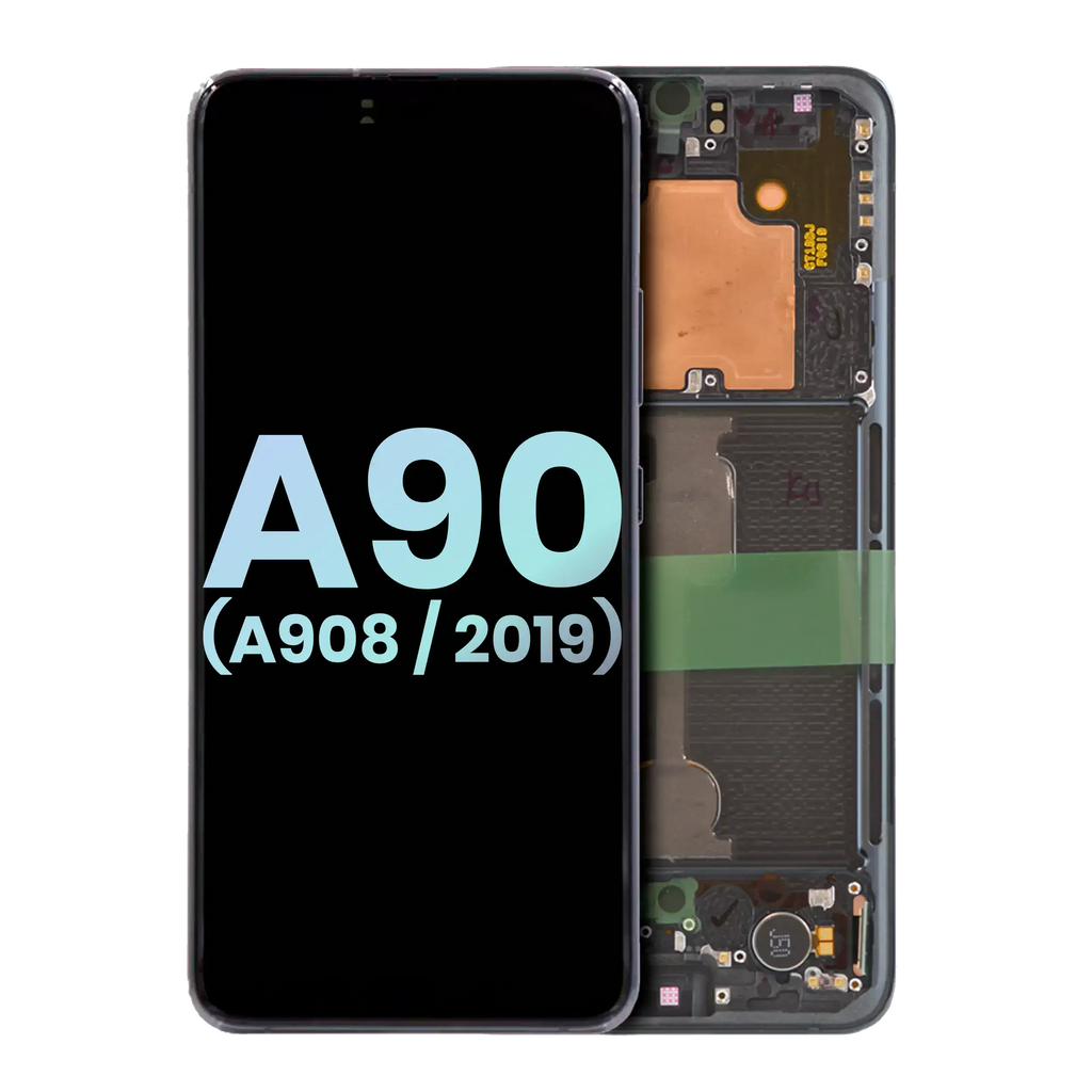 OLED-Display mit Rahmen für Samsung Galaxy A90 5G Service Pack Schwarz