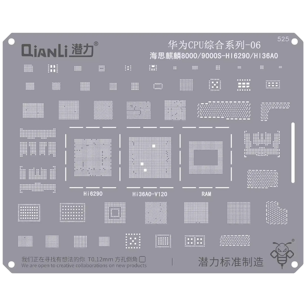 Bumblebee Schablone (QS525) für Huawei CPU 06-Kirin 8000 / 9000S-HI6290 / HI36AO