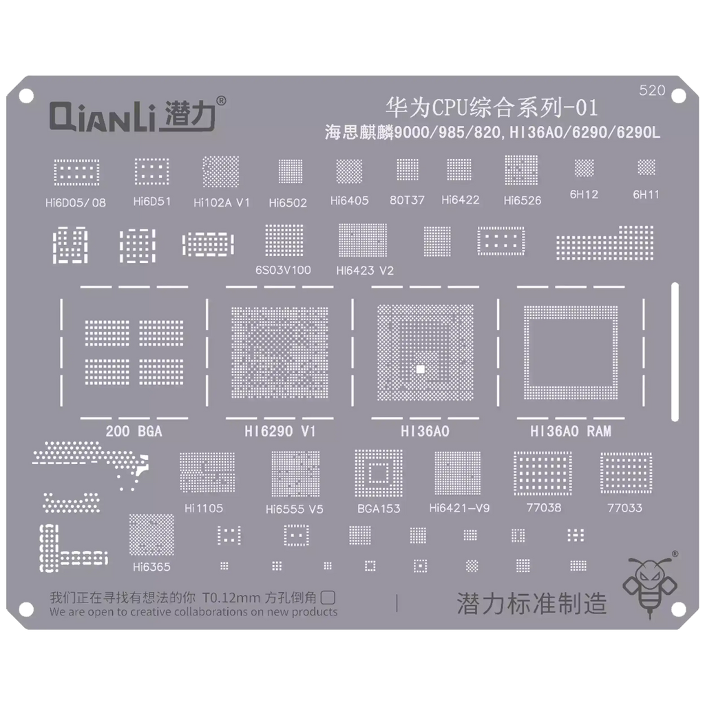 Bumblebee Schablone QS520 für Huawei Kirin 9000/985/820, HI36AO, 6290/6290L