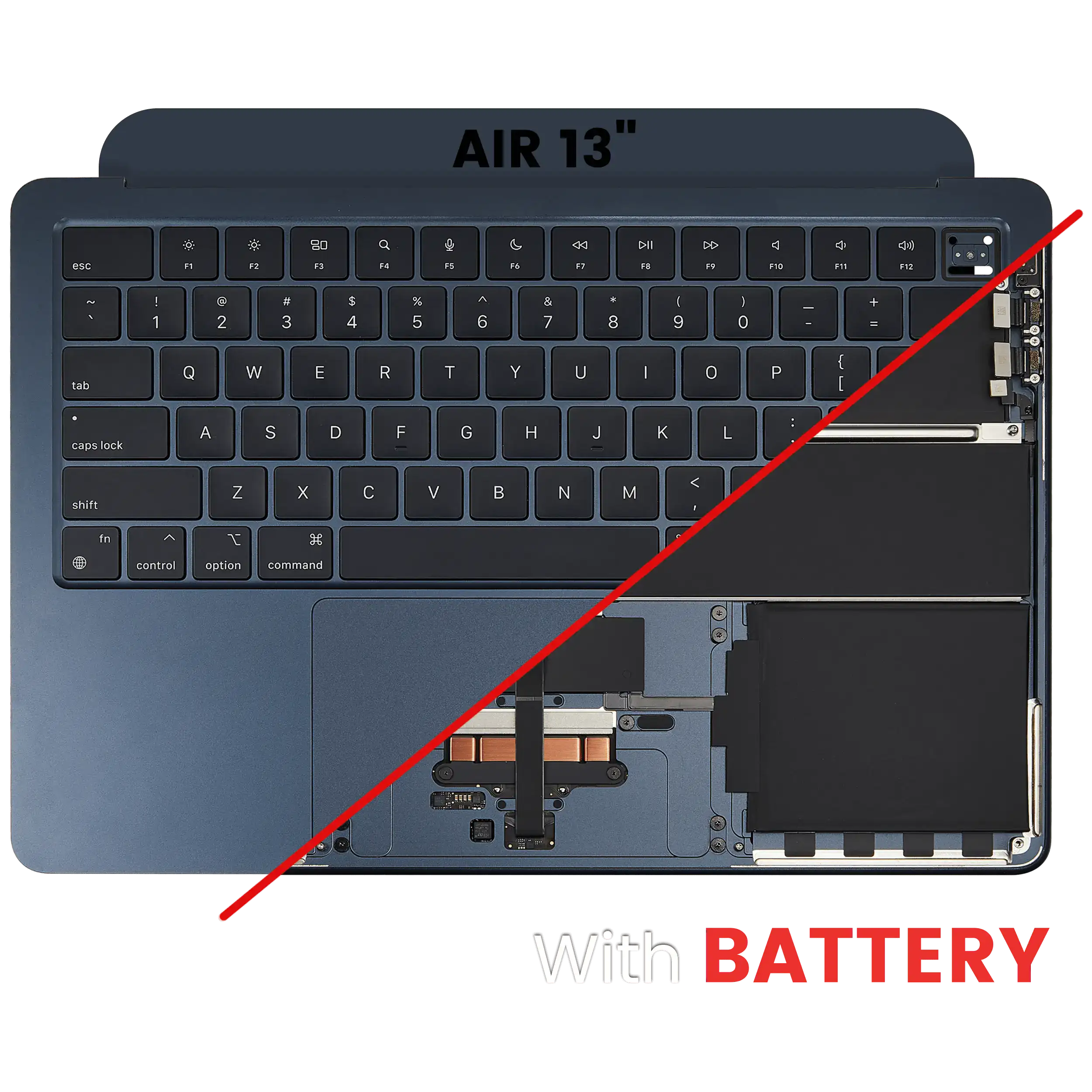 Upper Back Cover/Frame and Keyboard for MacBook Air 13" (A3113 / Mid 2024) (Midnight) (US Keyboard)