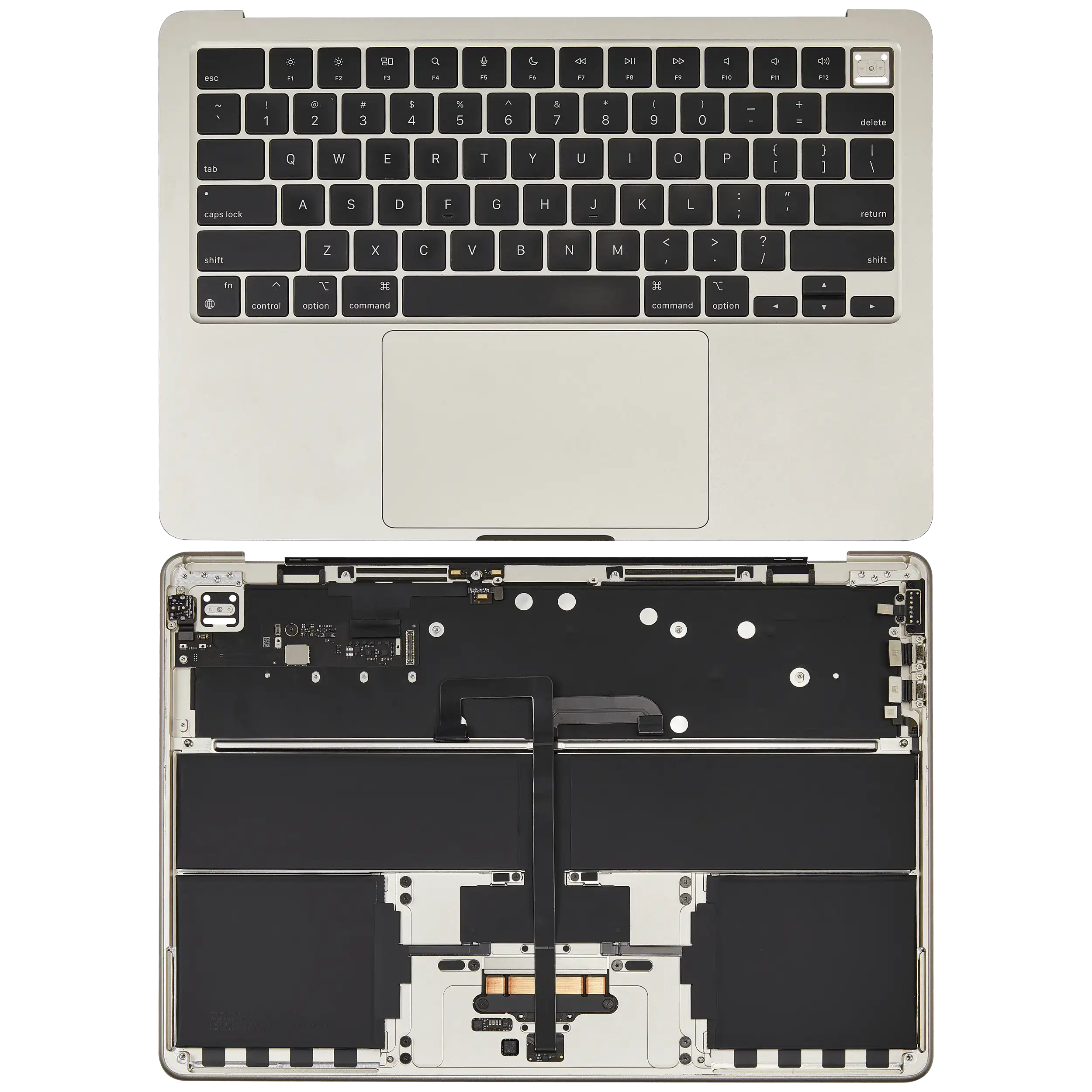 Top Case with Battery and Keyboard for MacBook Air 13" (A3113 / Mid 2024) (Starlight) (US Keyboard)