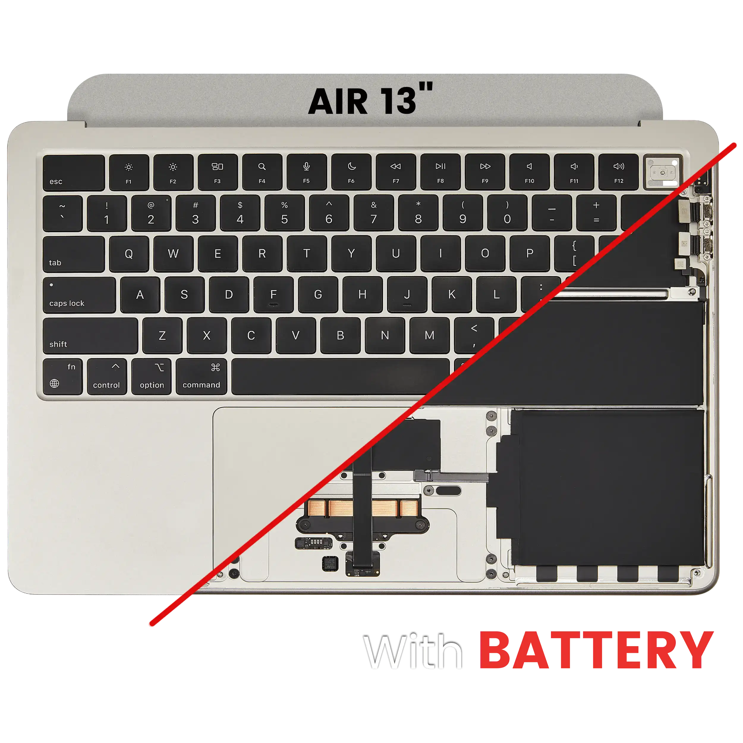 Top Case with Battery and Keyboard for MacBook Air 13" (A3113 / Mid 2024) (Starlight) (US Keyboard)