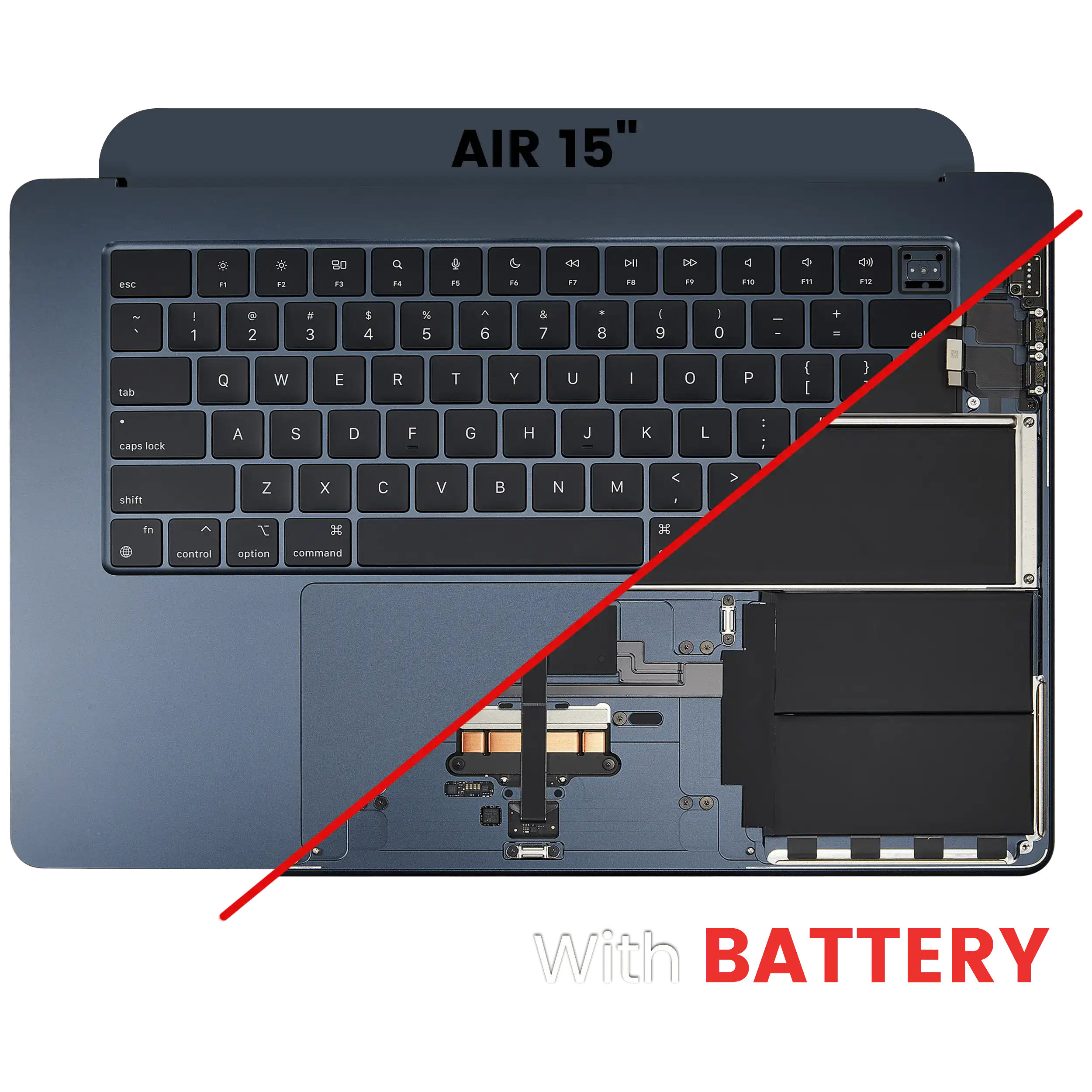 Top Case with Battery and Keyboard for MacBook Air 15" (A3114 / Mid 2024) (Midnight) (US Keyboard)