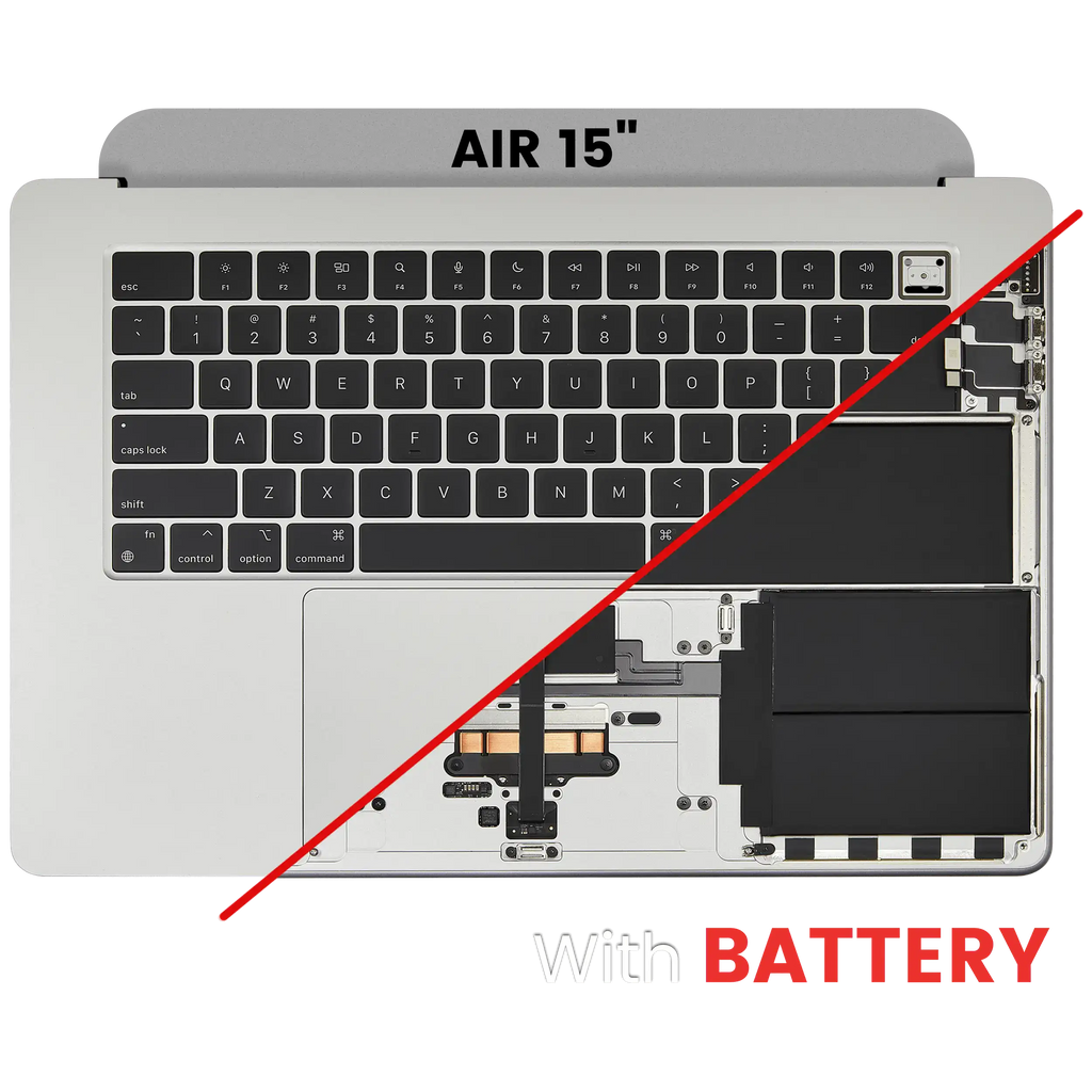 Topcase m. Akku & Tastatur f. MacBook Air 15" A3114 Silber US