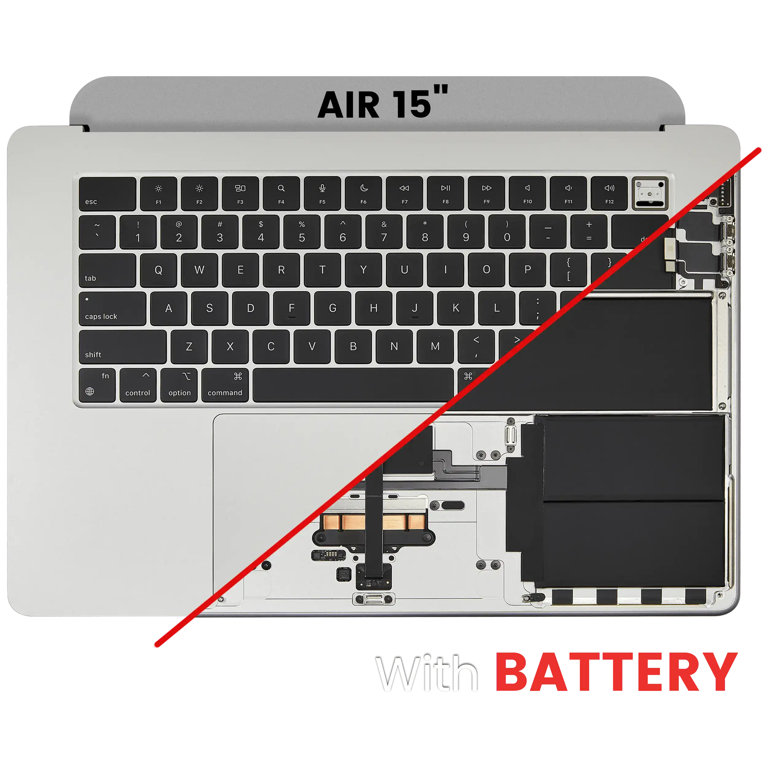 Topcase m. Akku & Tastatur f. MacBook Air 15" A3114 Silber US