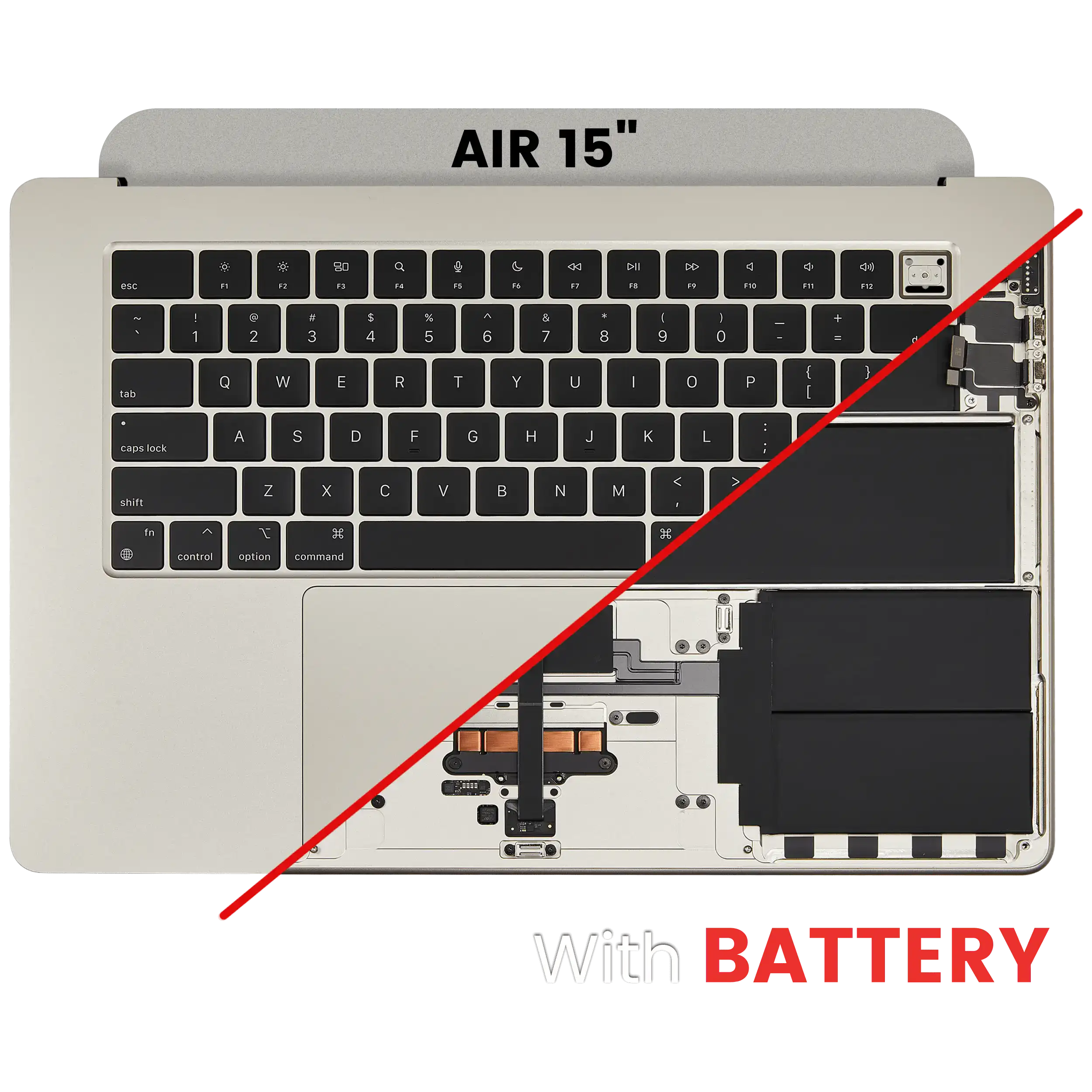 Top Case with Battery and Keyboard for MacBook Air 15" (A3114 / Mid 2024) (Starlight) (US Keyboard)
