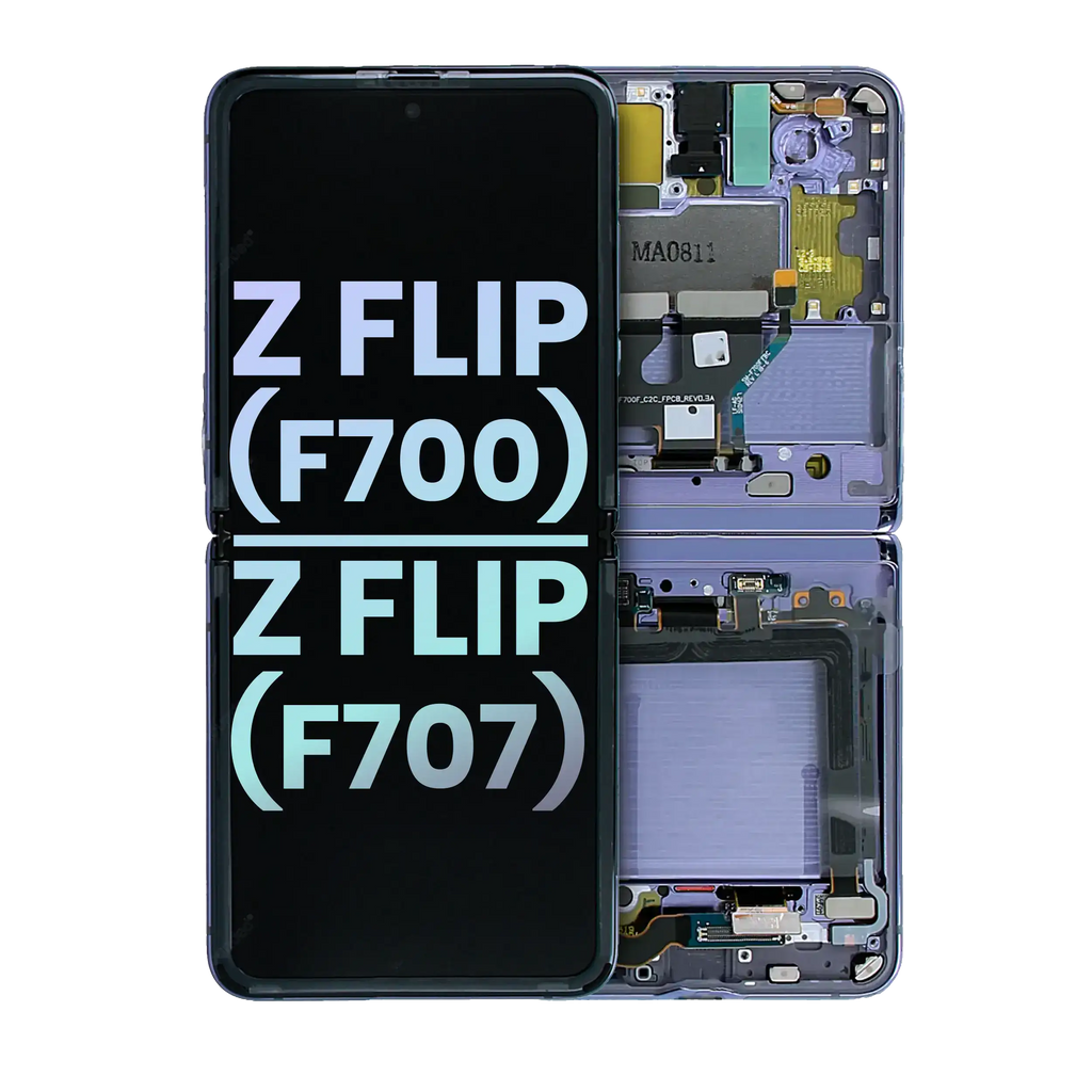Inner OLED-Display mit Rahmen für Samsung Galaxy Z Flip 5G (F707) (Service Pack) (Mirror Purple)