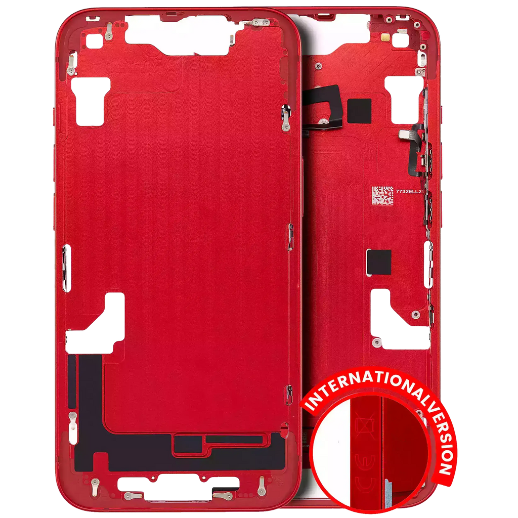 Midframe/Rahmen rot mit Kleinteilen für iPhone 14 (Aftermarket Plus)