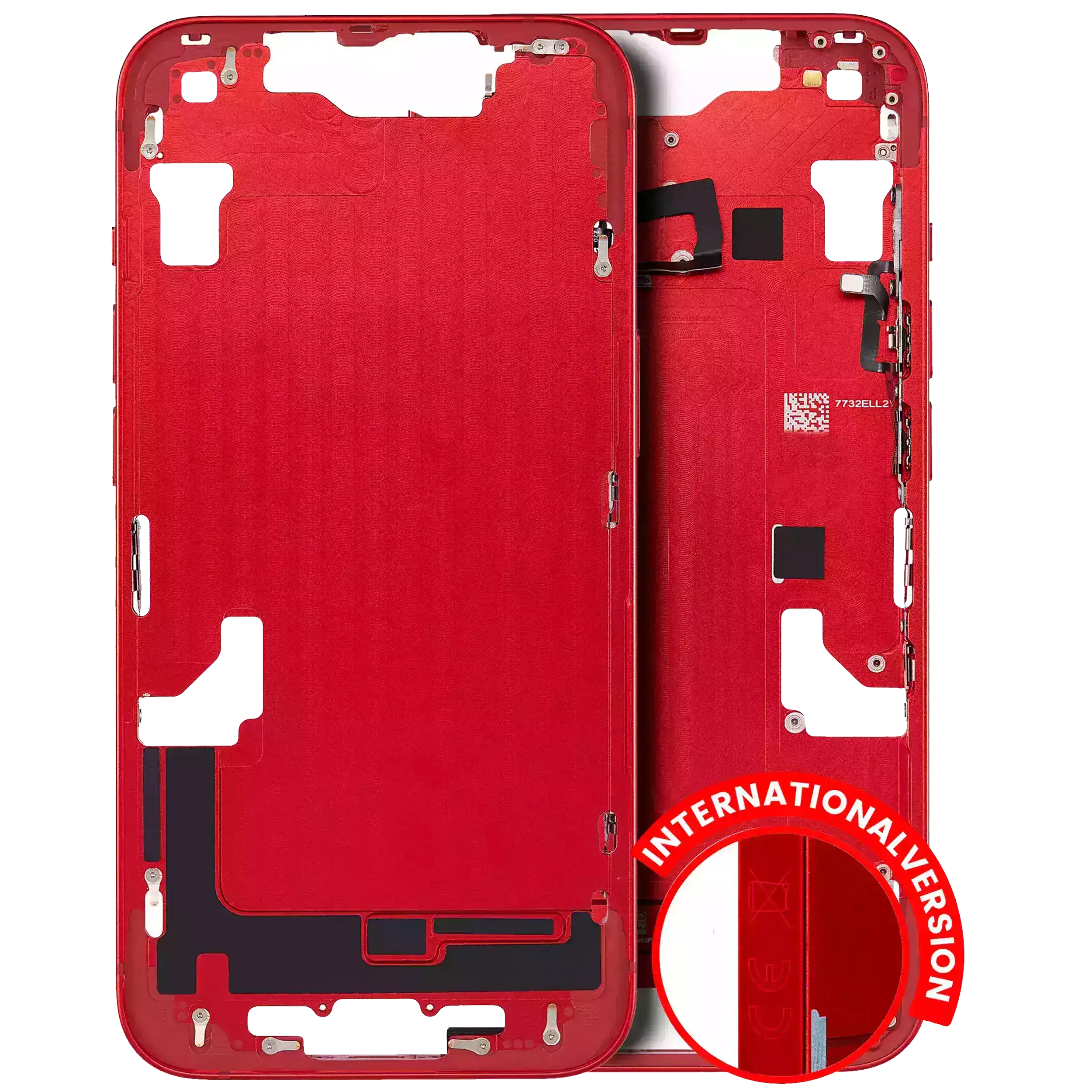 Midframe/Rahmen rot mit Kleinteilen für iPhone 14 (Aftermarket Plus)
