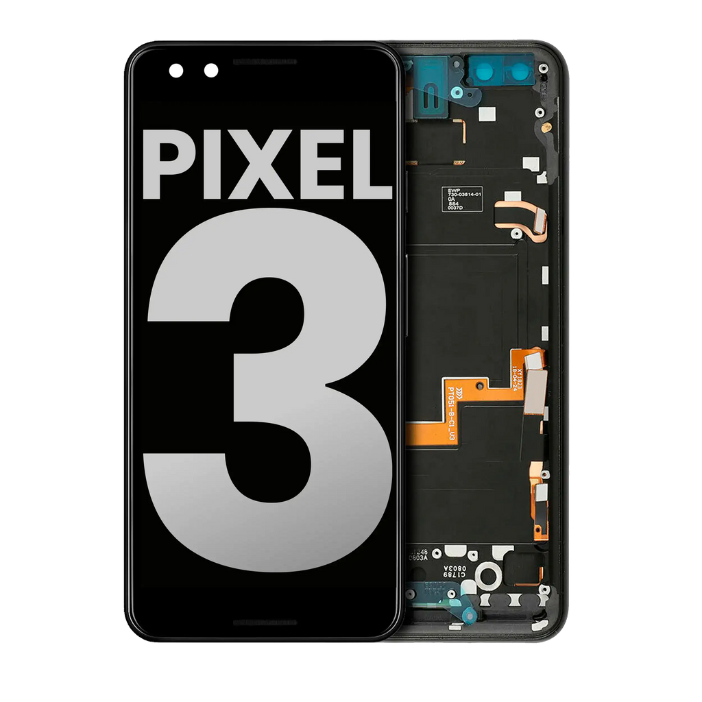 OLED-Display m. Rahmen Google Pixel 3 Schwarz (Gebrauchter Ausbau/Pull, Qualität B/C)