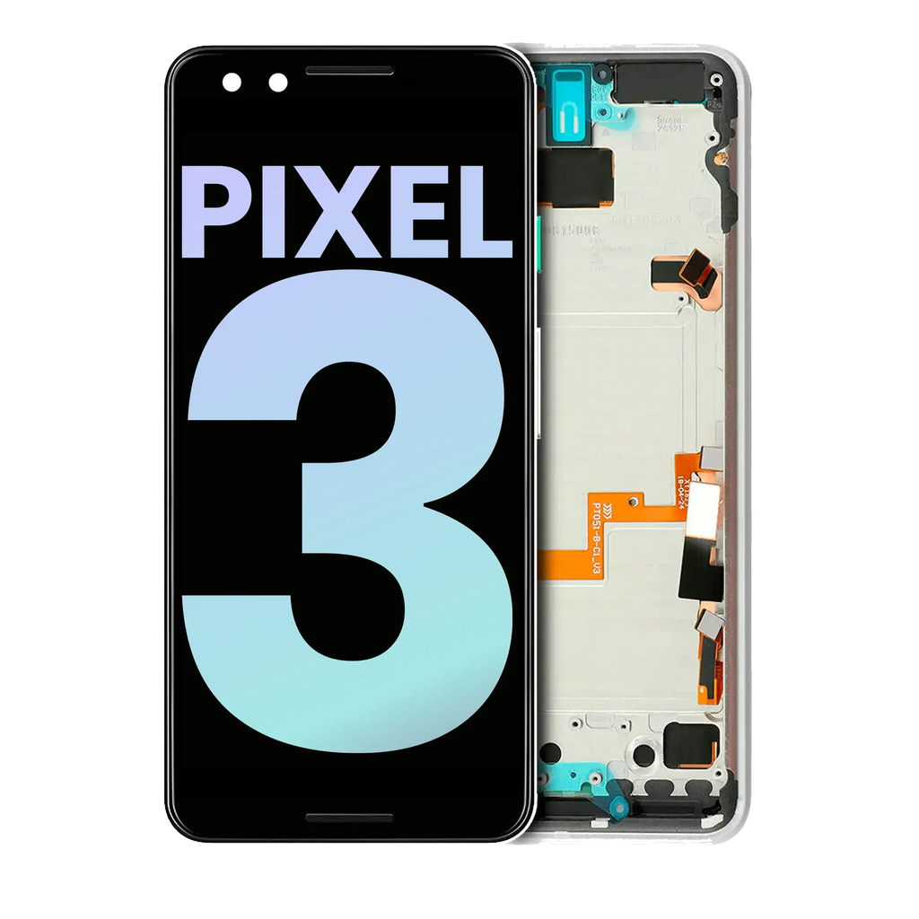 OLED Display with Frame for Google Pixel 3 (Original OEM) (Clearly White)