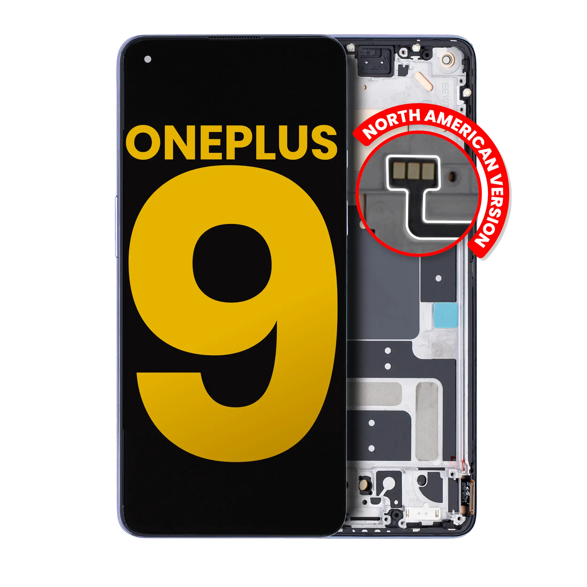OLED-Display mit Rahmen für OnePlus 9 (US-Version) (Refurbished) (Winter Mist)