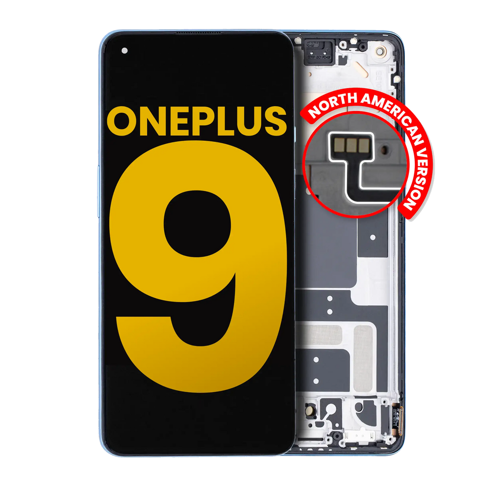 OLED-Display mit Rahmen für OnePlus 9 (North America) (Refurbished) (Arctic Sky)