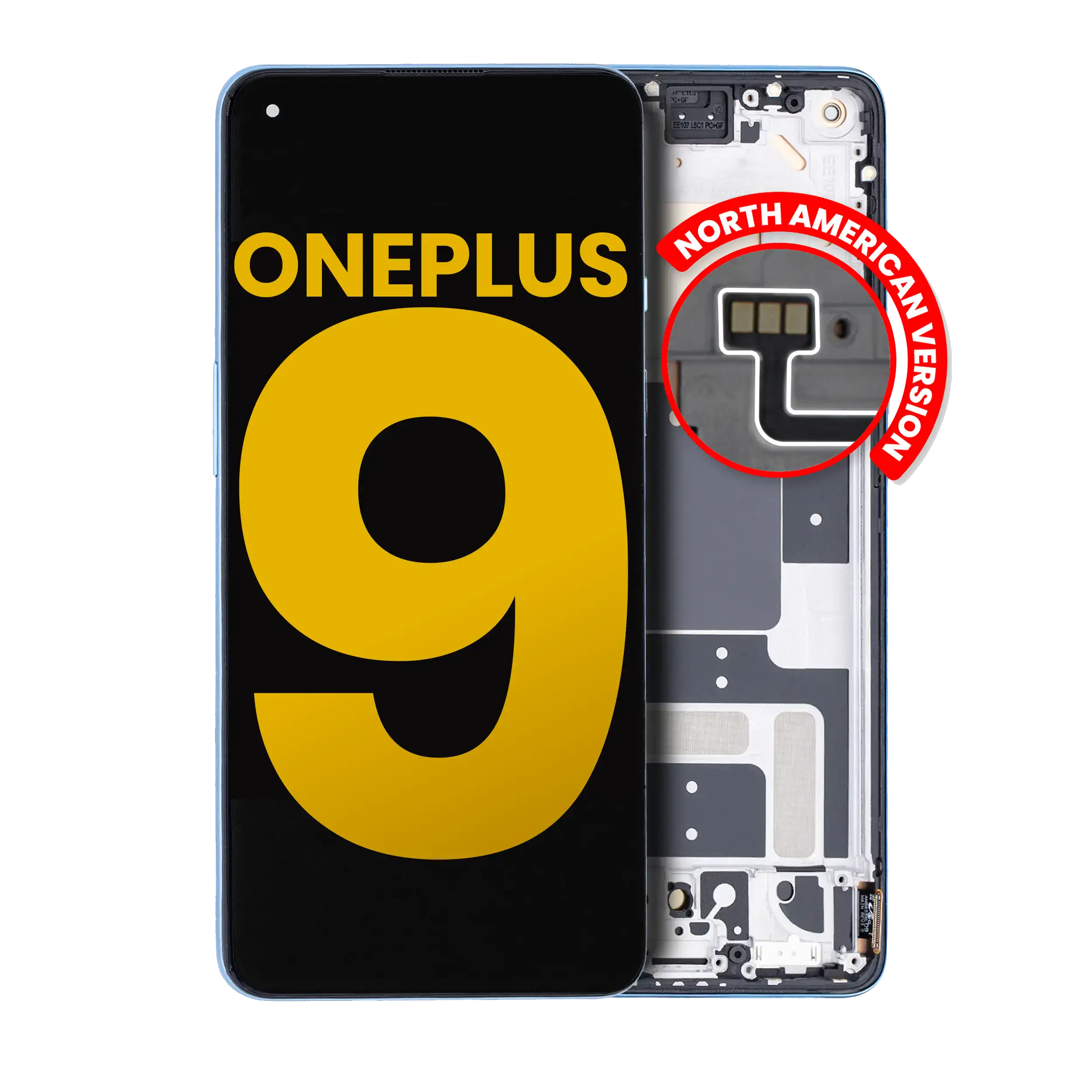 OLED-Display mit Rahmen für OnePlus 9 (North America) (Refurbished) (Arctic Sky)