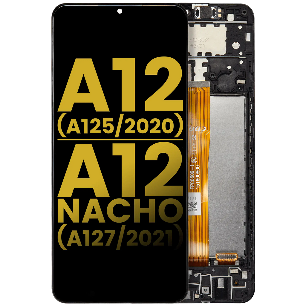 LCD-Display mit Rahmen für Samsung Galaxy A12/A12 Nacho Refurbished alle Farben