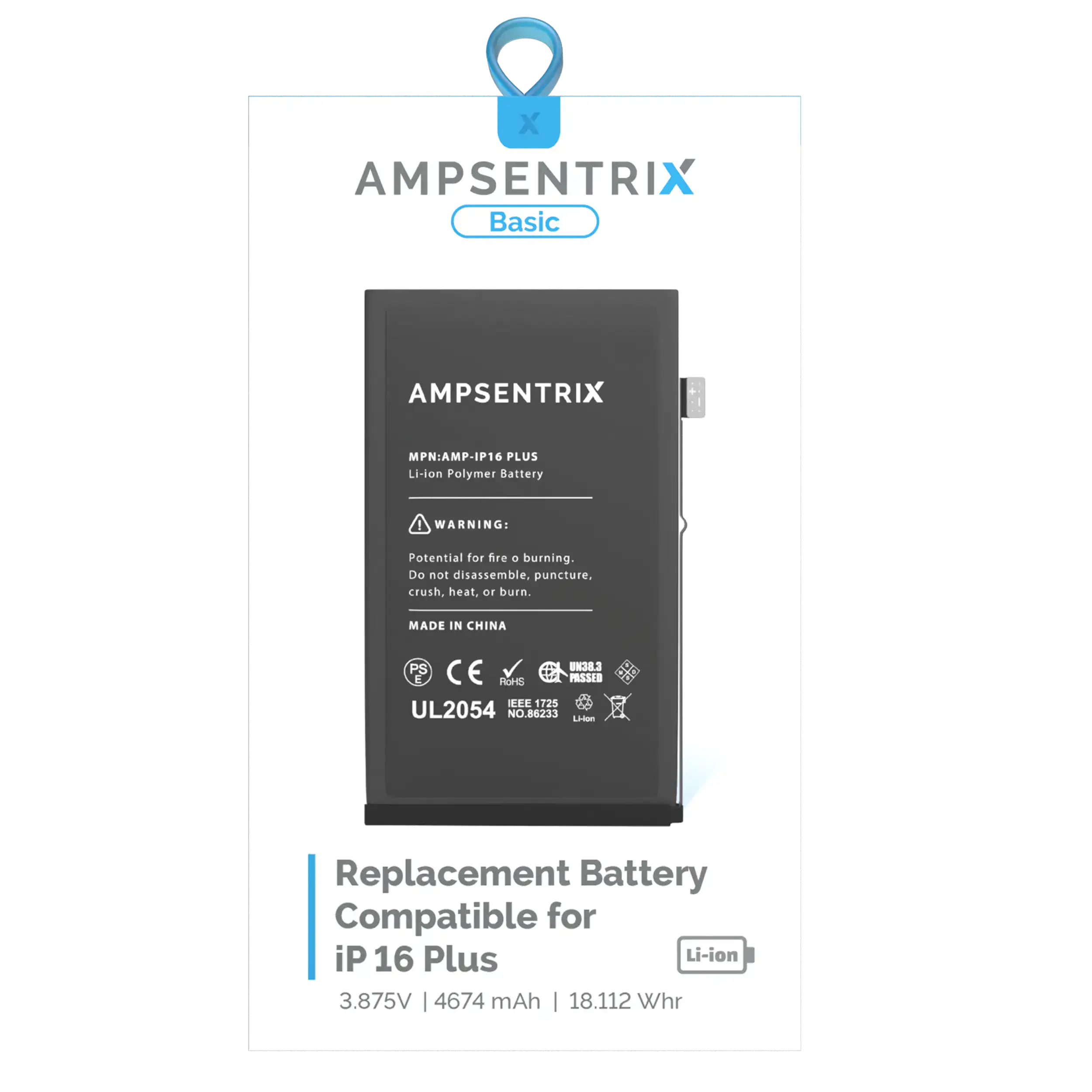 Ersatzakku für iPhone 16 Plus (AmpSentrix Basic)