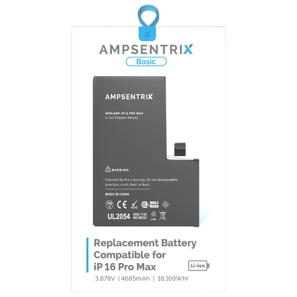 Replacement Battery for iPhone 16 Pro Max (AmpSentrix Basic)
