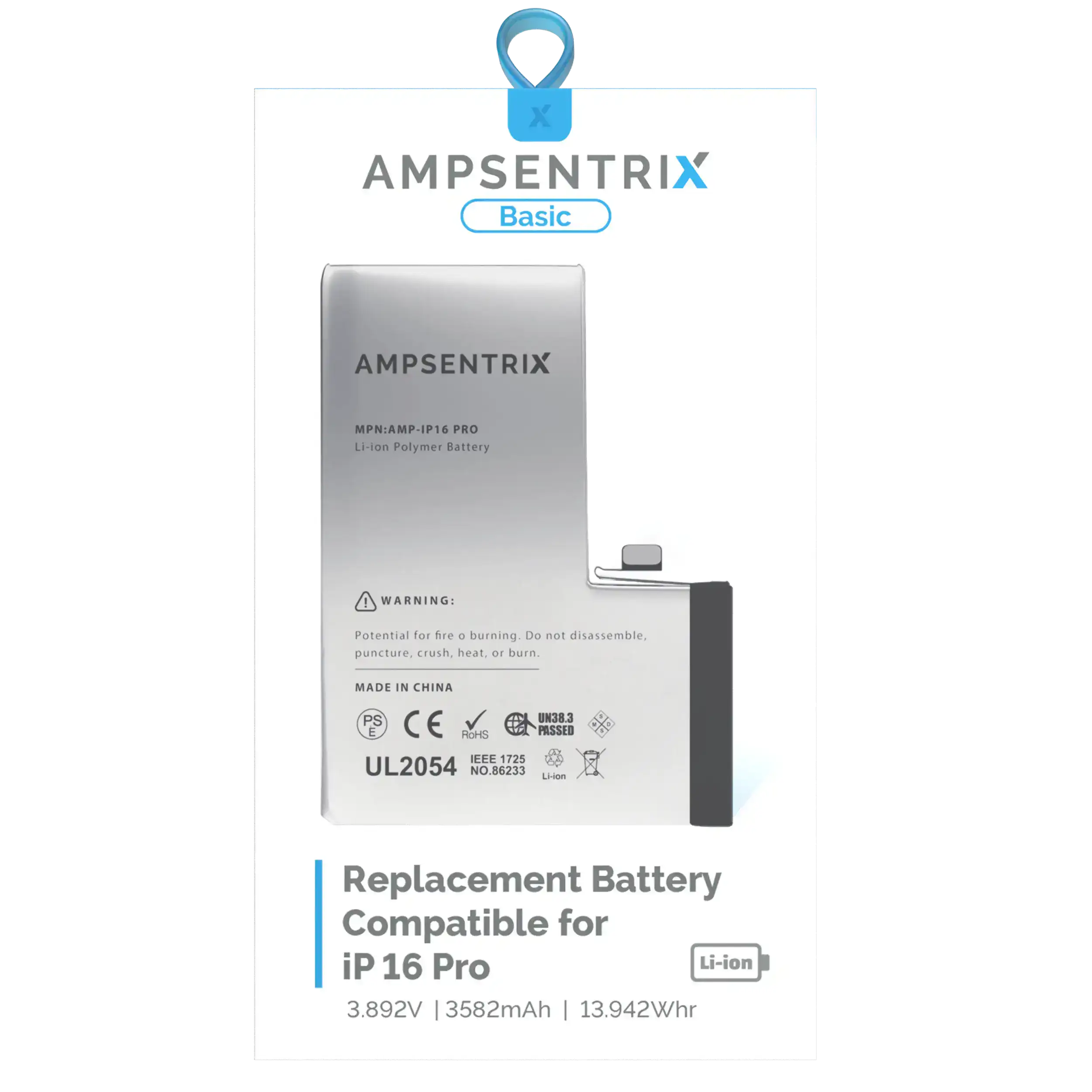 Ersatzakku für iPhone 16 Pro (AmpSentrix Basic)