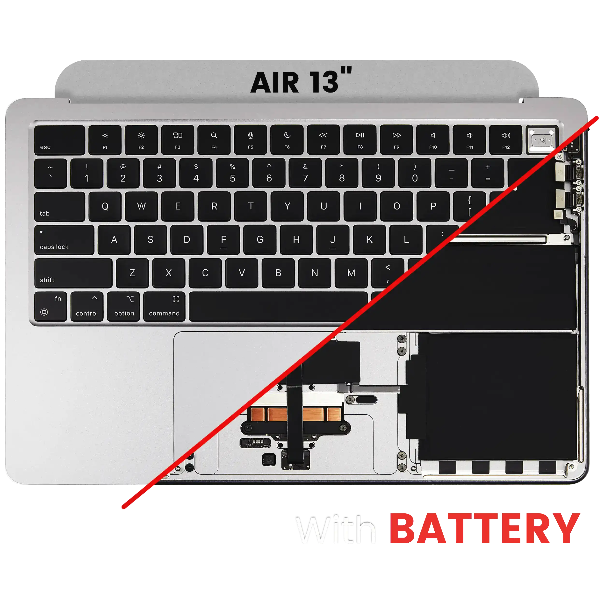 Top Case Assembly with Battery and Keyboard for MacBook Air 13" (A3113 / Mid 2024) (Silver) (US Keyboard)