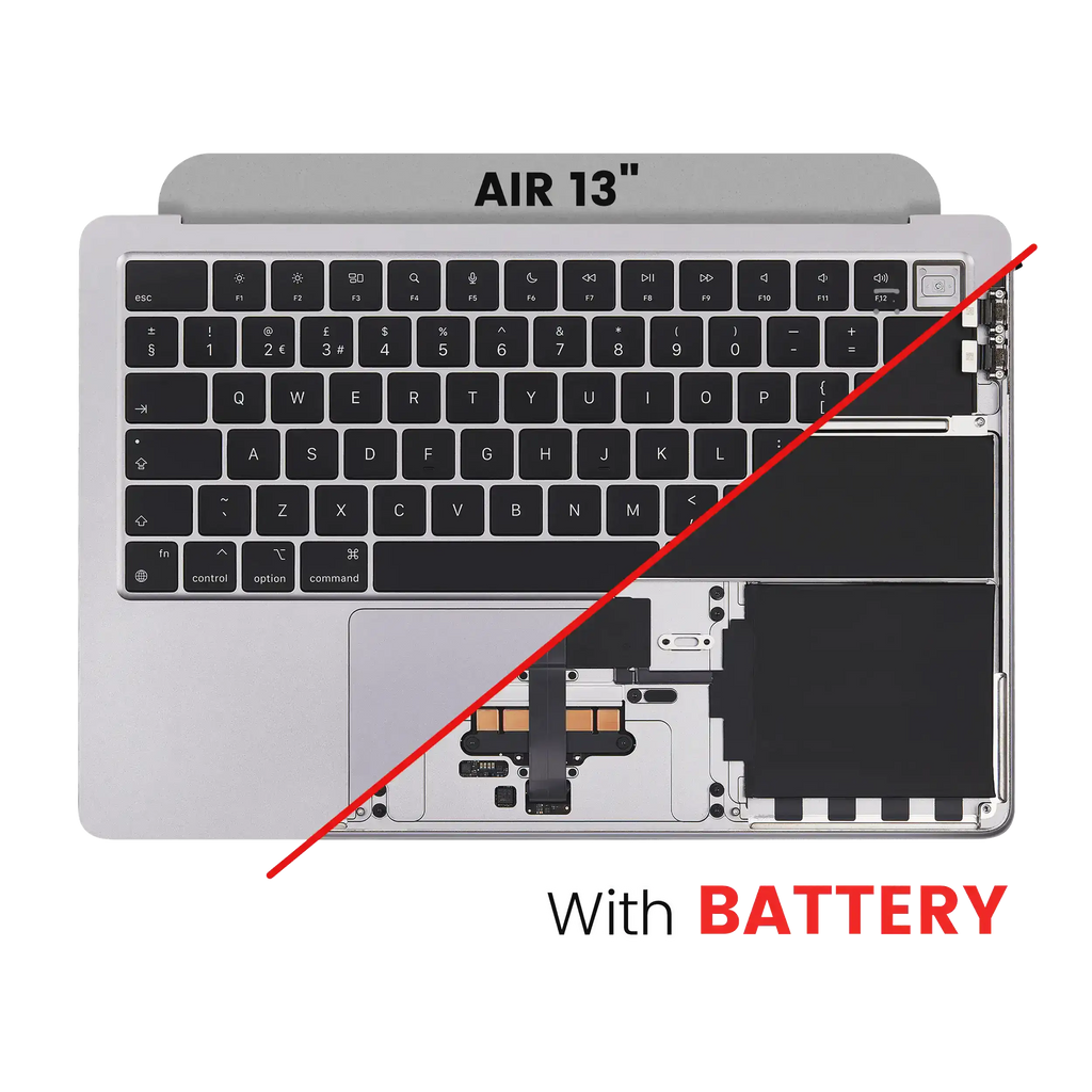 Top Case mit Akku and Keyboard (ISO UK) für MacBook Air 13" A2681 (2022) (gebrauchter OEM-Ausbau, Qualität B/C) (Silber)