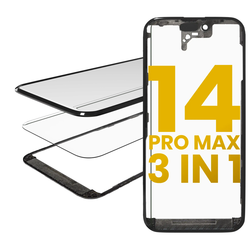 3-in-1 (Glass with pre-installed OCA + Frame) for iPhone 14 Pro Max (OCA Master)