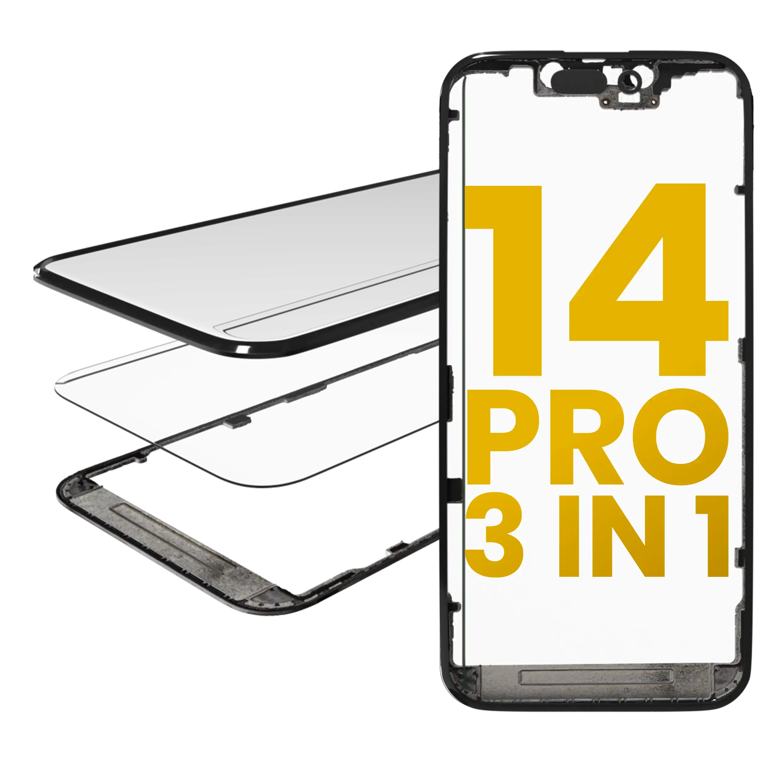 3-in-1 Glass with Pre-installed OCA + Frame for iPhone 14 Pro (OCA Master)