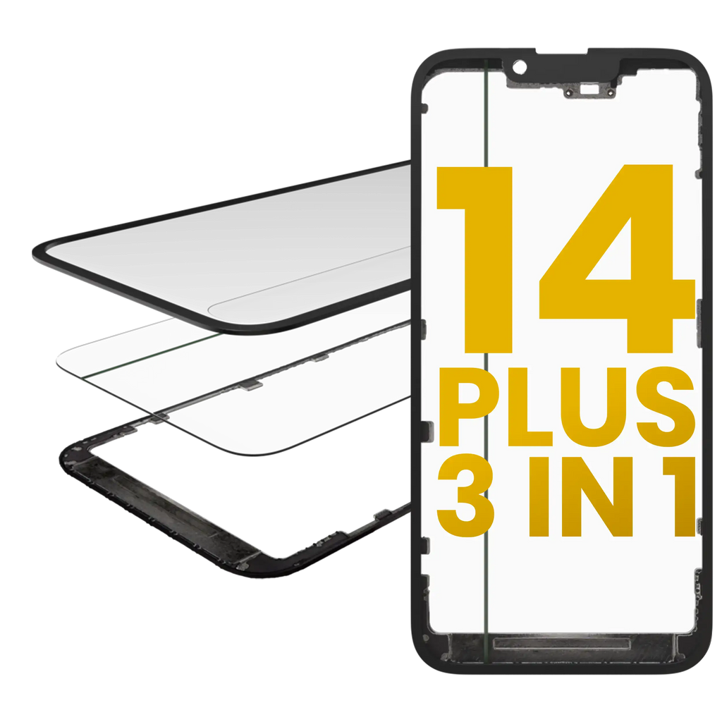 3 in 1 (Glass with Pre-installed OCA + Frame) for iPhone 14 Plus (OCA Master)