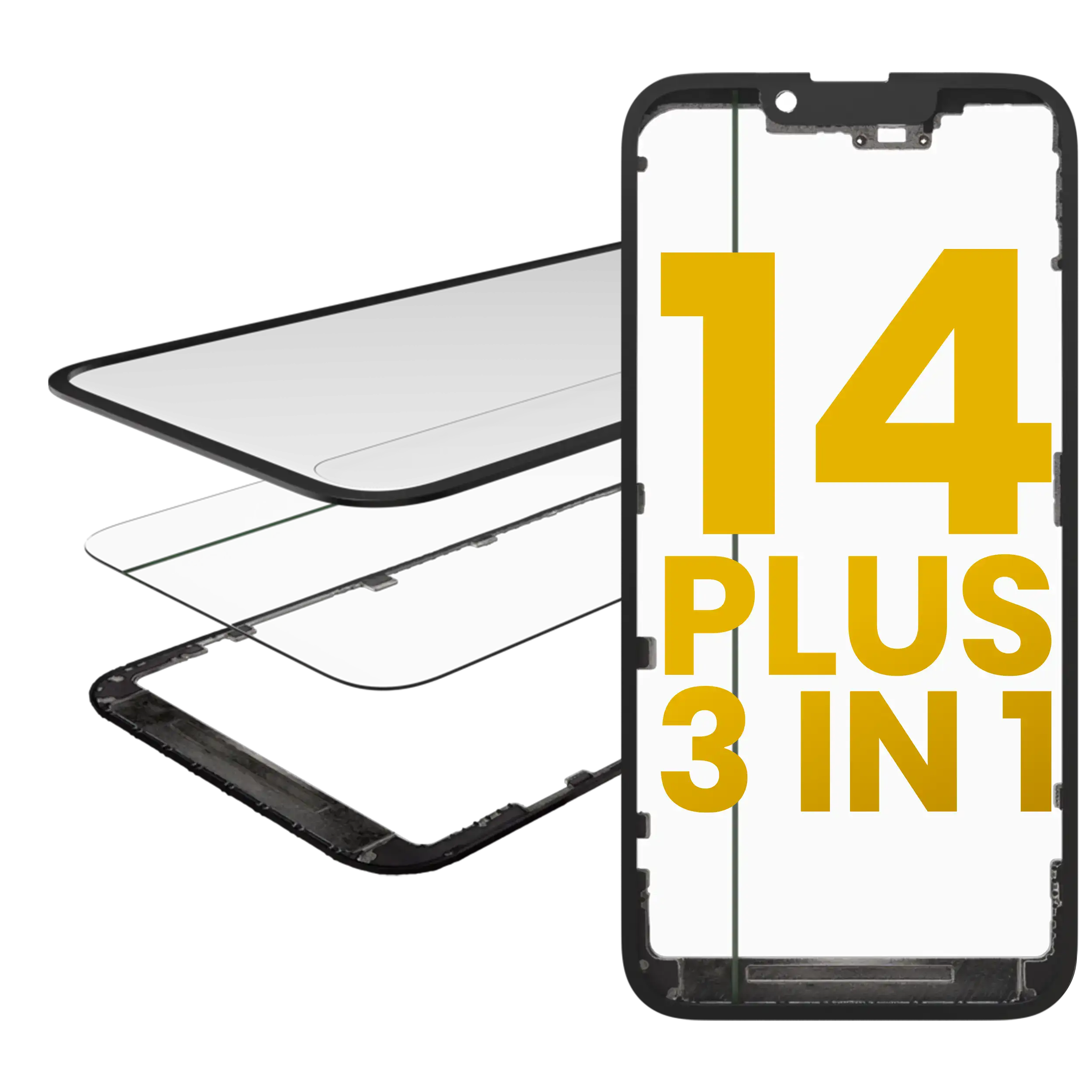 3 in 1 (Glass with Pre-installed OCA + Frame) for iPhone 14 Plus (OCA Master)