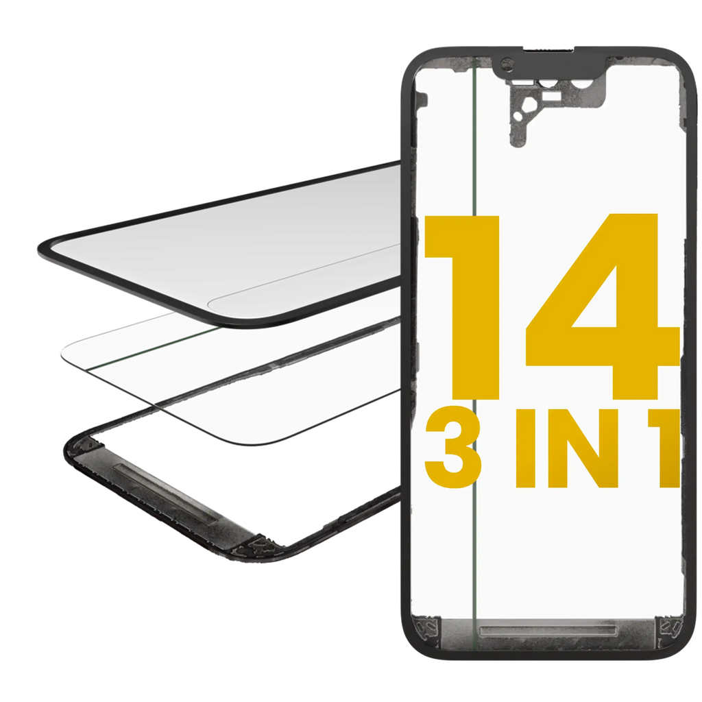 3-in-1 Glass with Pre-installed OCA + Frame for iPhone 14 (OCA Master)