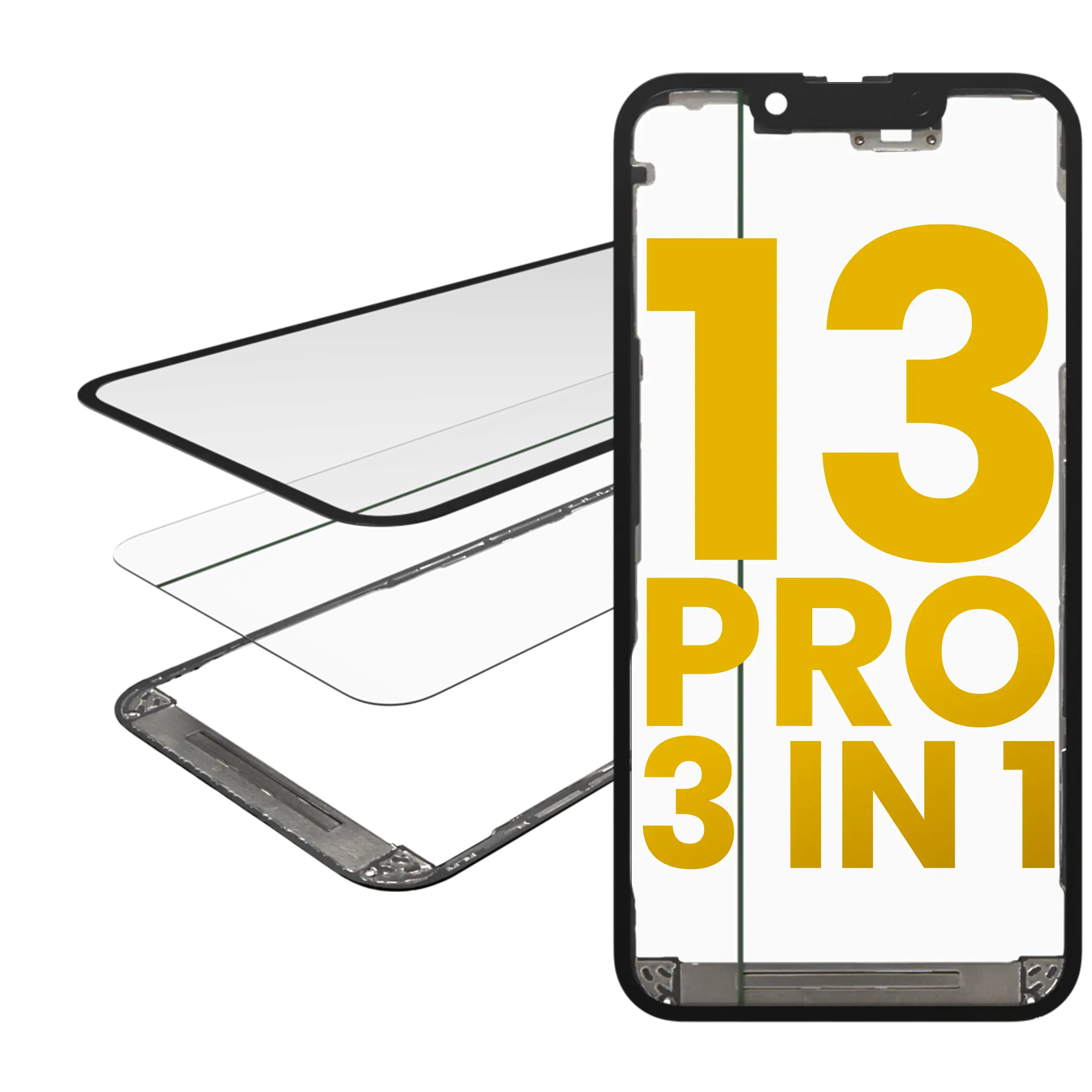 3-in-1 Front Glass with Pre-Installed OCA and Frame for iPhone 13 Pro (OCA Master)