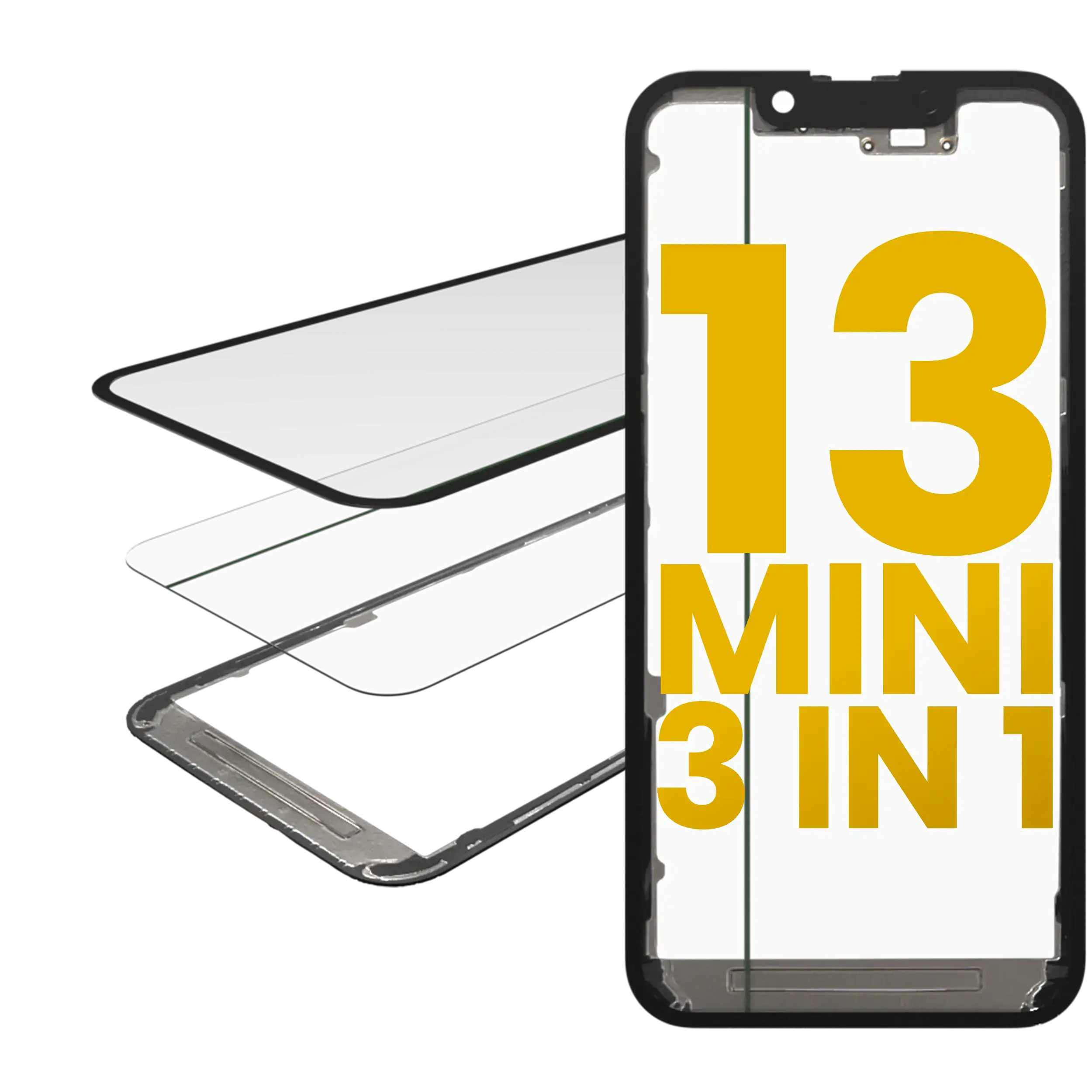 3-in-1 (Glas mit vorinstalliertem OCA + Rahmen) für iPhone 13 Mini (OCA Master)
