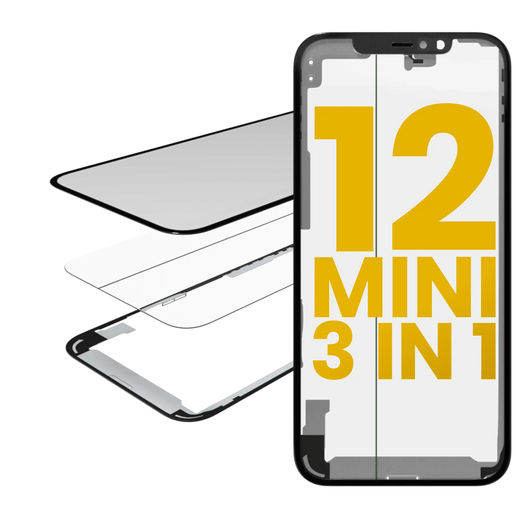 3-in-1 (Glass with pre-installed OCA + Frame) for iPhone 12 Mini (OCA Master)