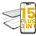 3 in 1 (Glas mit vorinstallierter OCA + Rahmen) für iPhone 15 Plus (OCA Master)