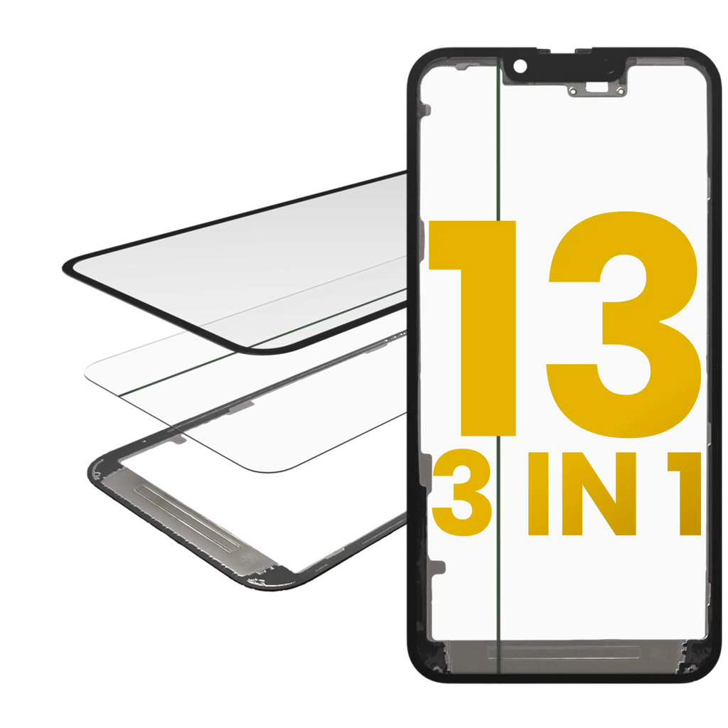 3 in 1 (Glas mit vorinstallierter OCA + Rahmen) für iPhone 13 (OCA Master)