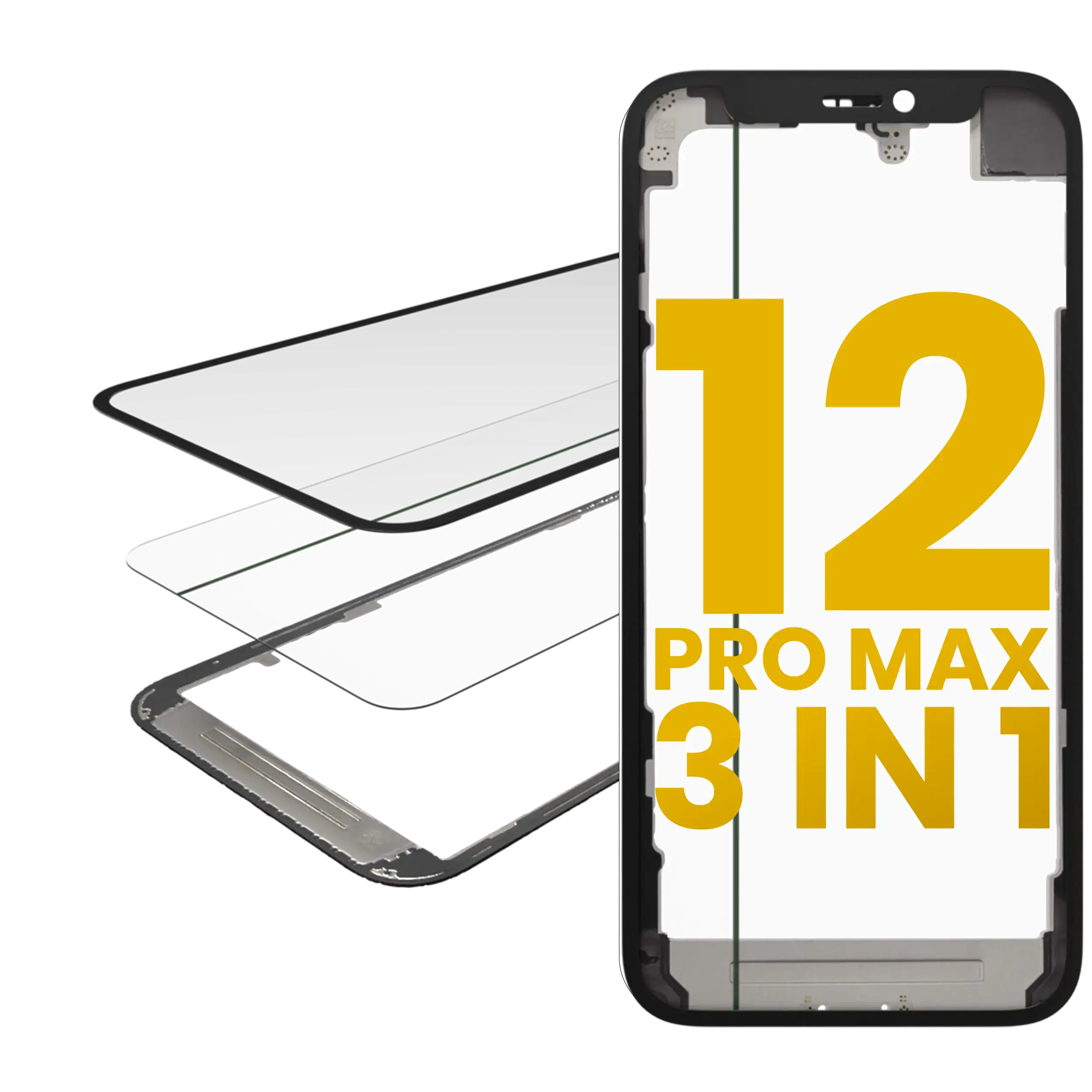 3-in-1 Glass with Pre-installed OCA + Frame for iPhone 12 Pro Max (OCA Master)