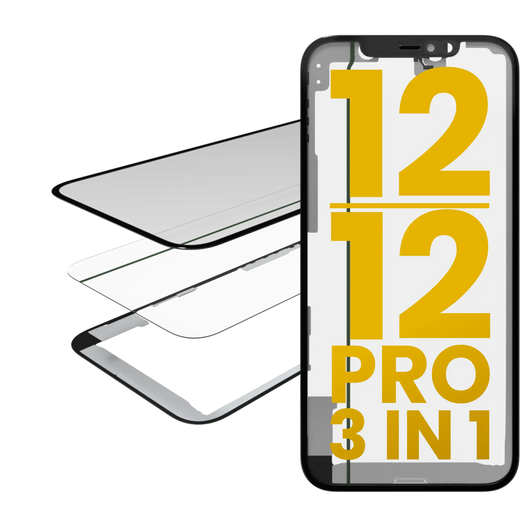 Displayglas mit Rahmen + OCA für iPhone 12/12 Pro (OCA Master)
